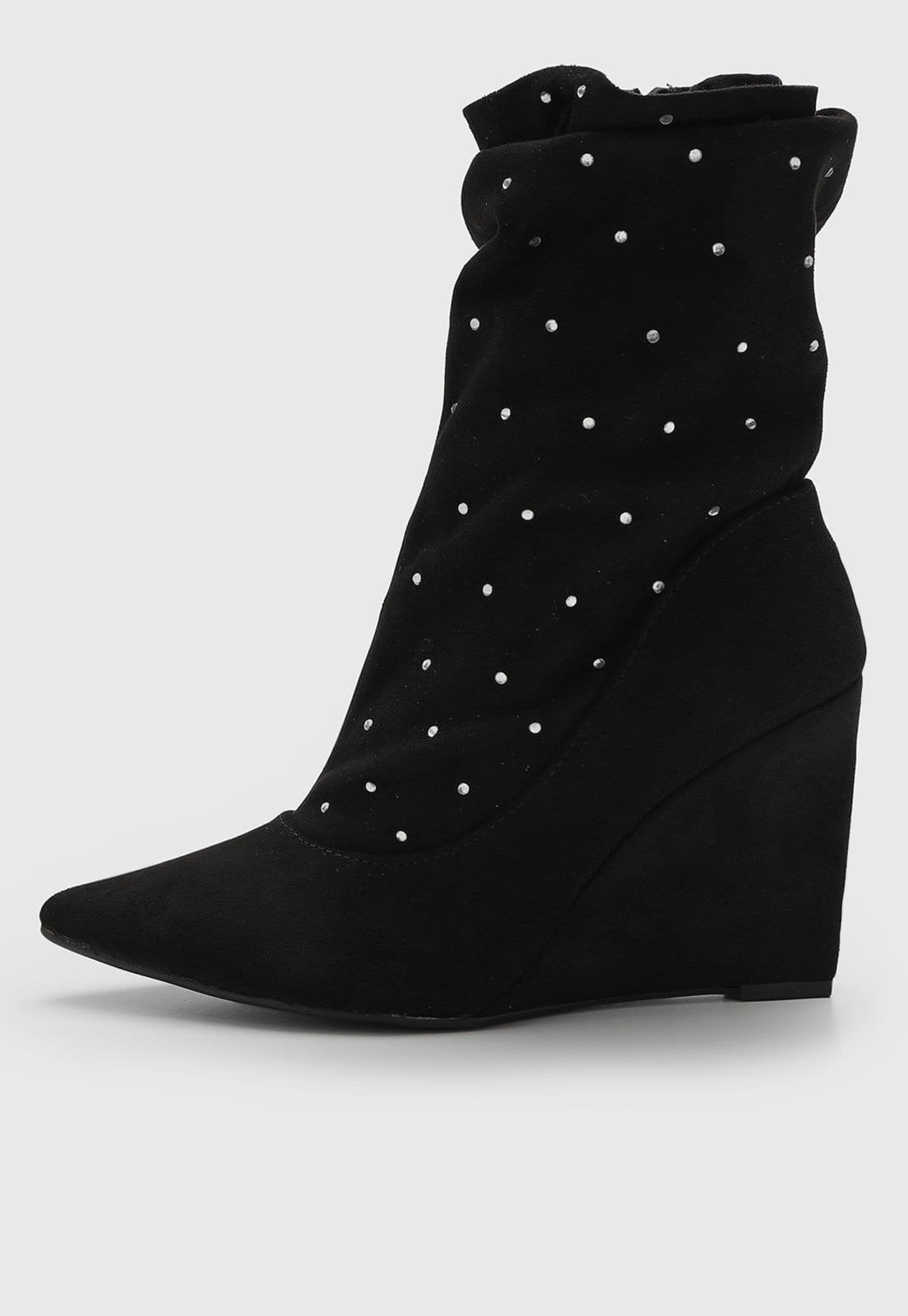 Bota Feminina Vizzano Cano Baixo Preta