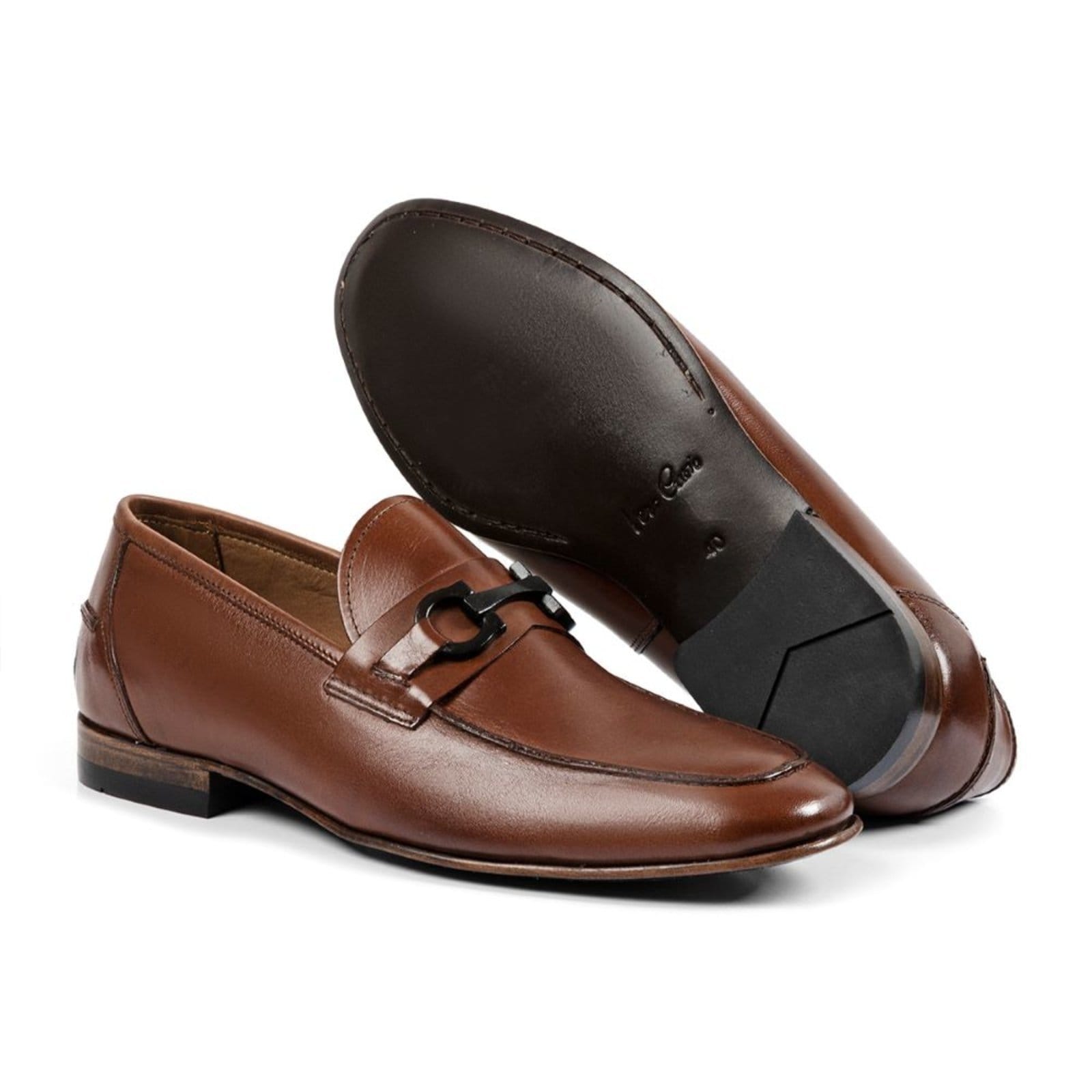 Sapato Social Masculino A. Andrade Sola Em Couro Casual Clássico Confortável Tendência Whisky