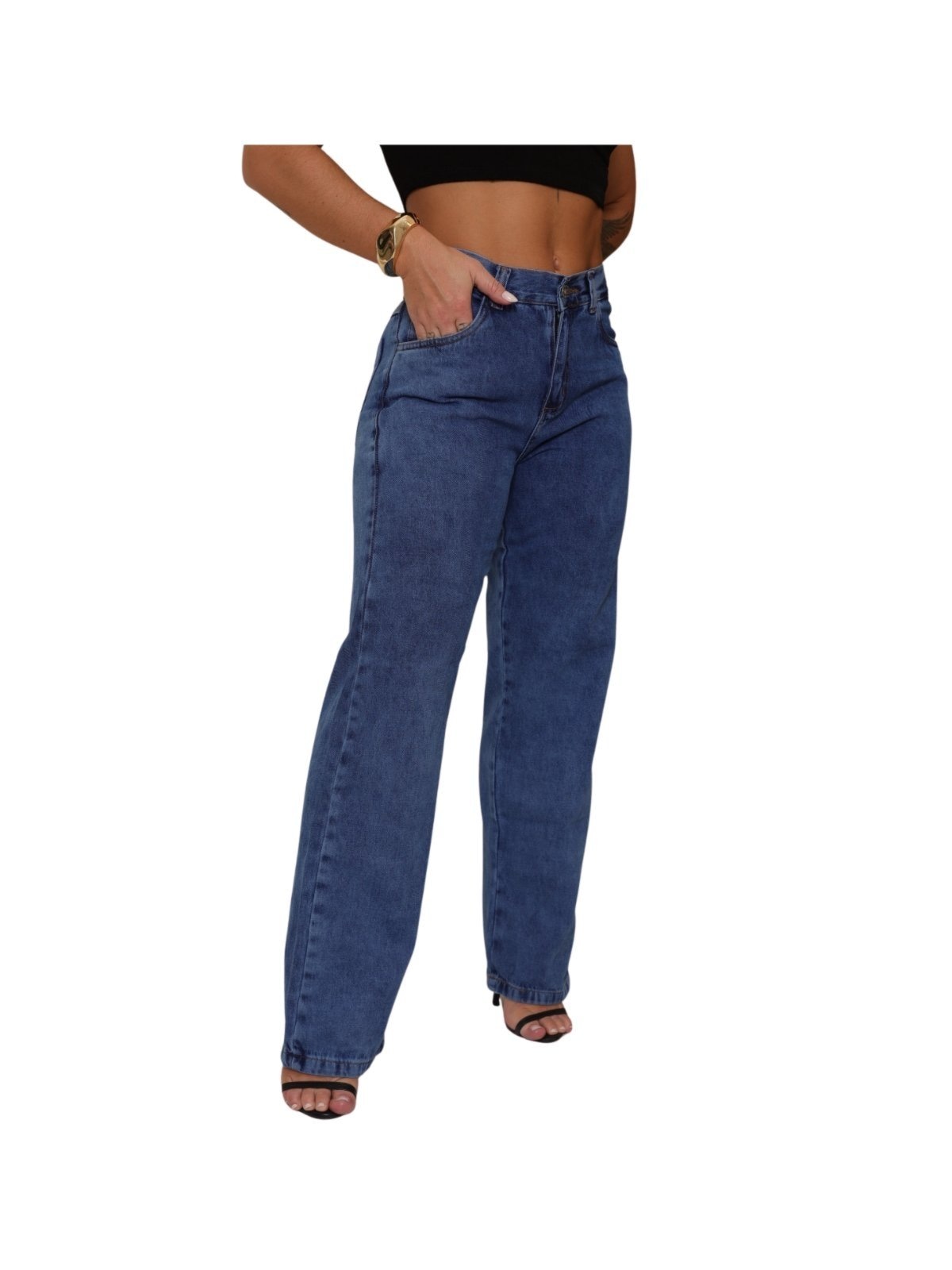 Imagem principal Calça Feminina Jeans Light Super Balão Manchada JEANS LIGHT azul