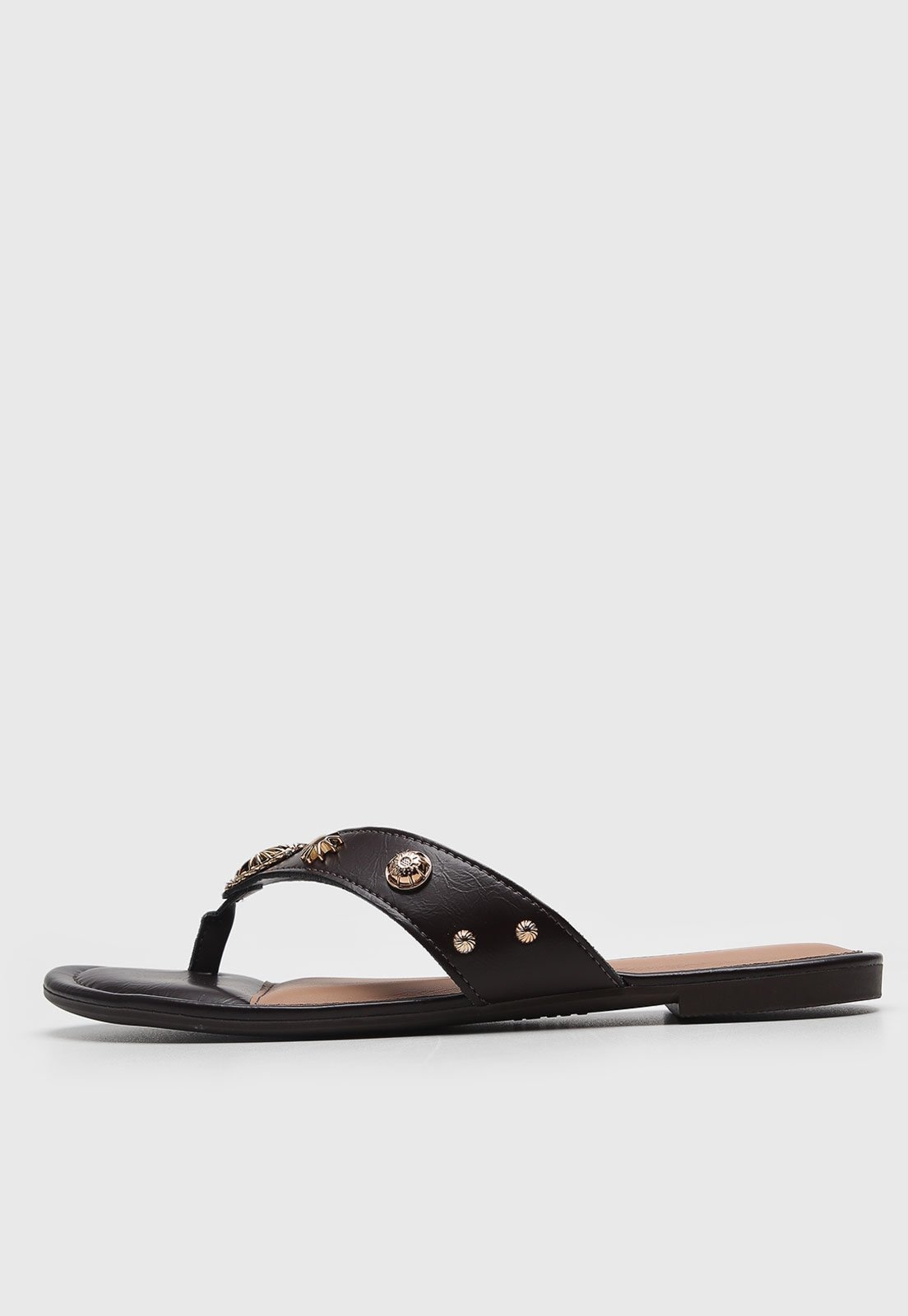 Imagem principal Rasteira Feminina Dakota Tiras Metálicas Dakota café