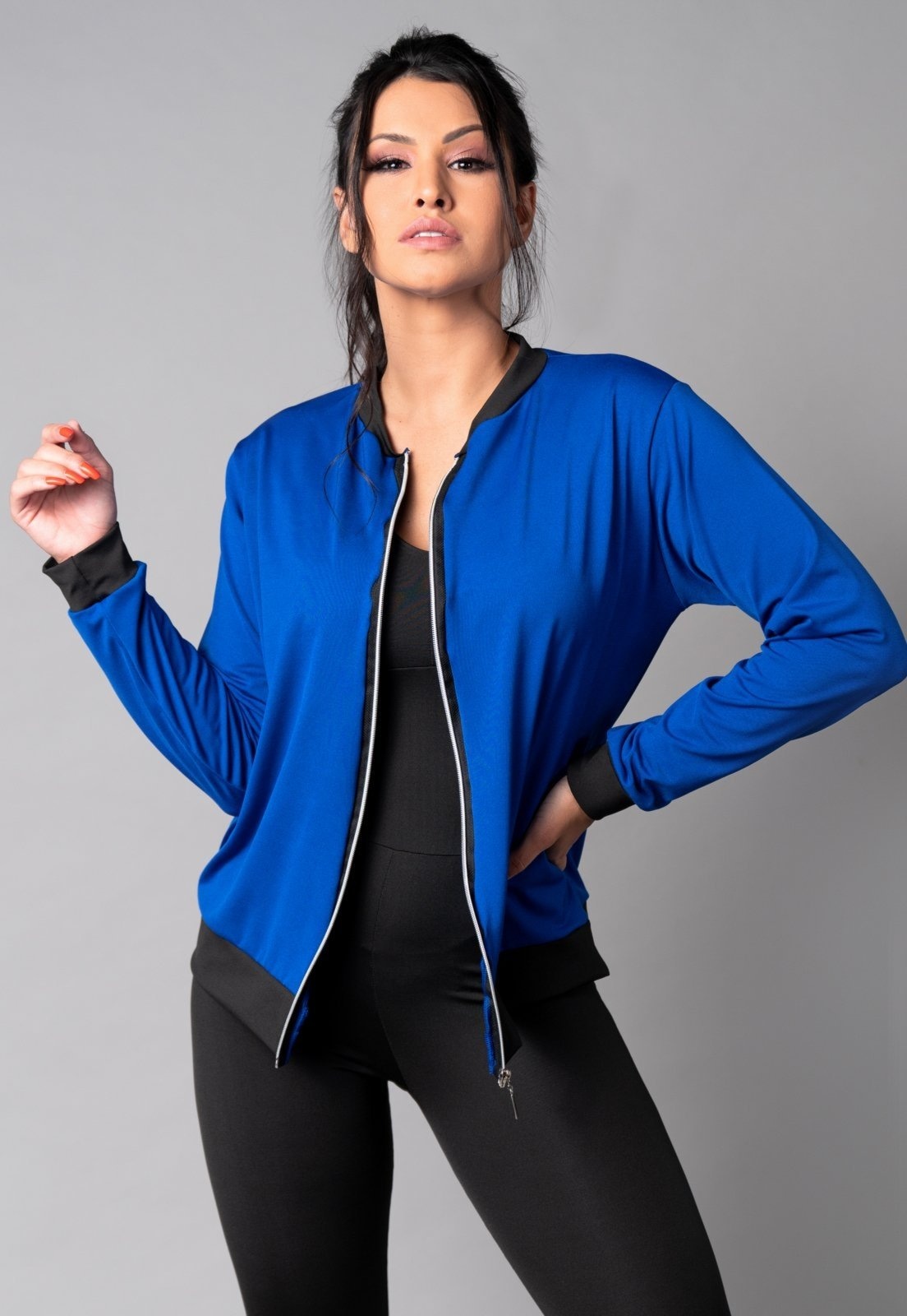 Imagem principal Casaco MVB Modas Jaqueta Bomber Zíper Suplex Estampado Mvb Modas azul