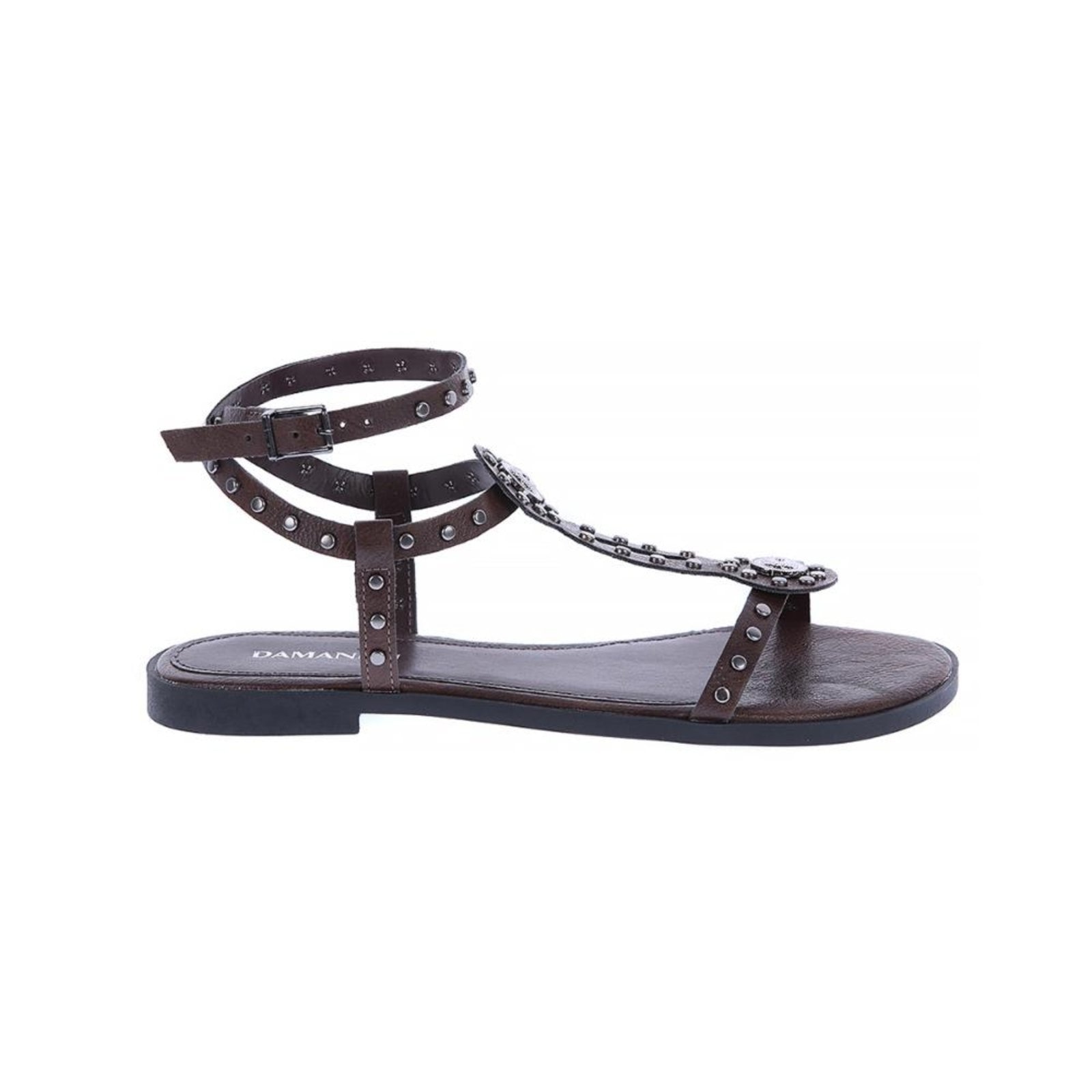 Imagem principal Noeli - Rasteira Feminina com Tachas e Detalhes Metálicos Damannu Shoes marrom