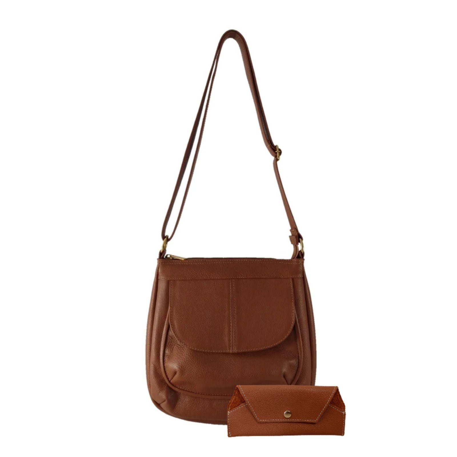 Imagem principal Kit Bolsa e Porta Oculos TopGrife Couro TopGrife caramelo