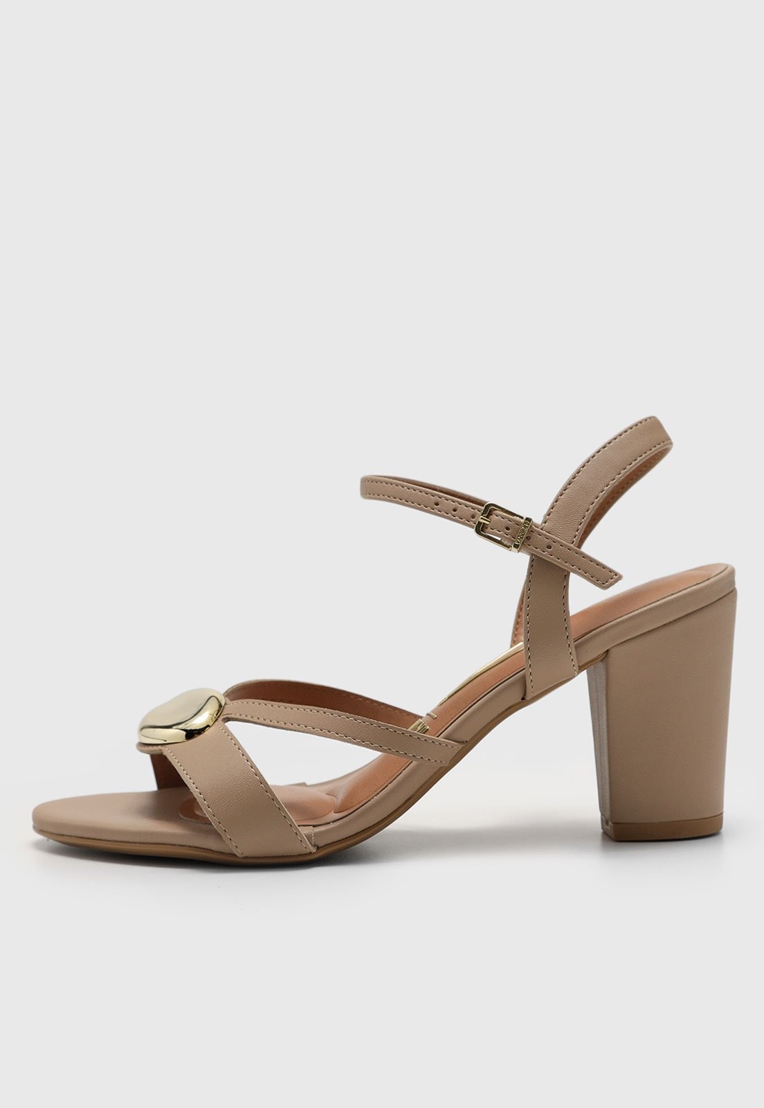 Imagem principal Sandália Feminina Vizzano Salto Médio Detalhe Dourado VIZZANO nude