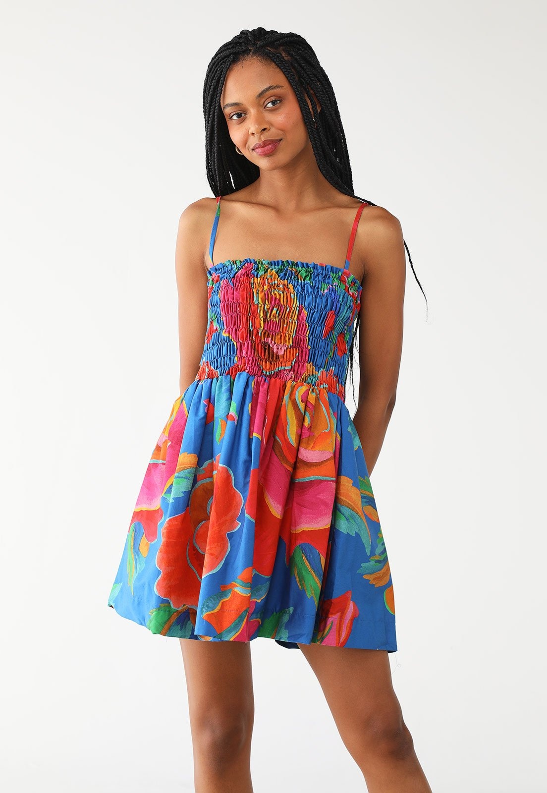 Imagem principal Vestido FARM Curto Rosas Pintadas FARM azul