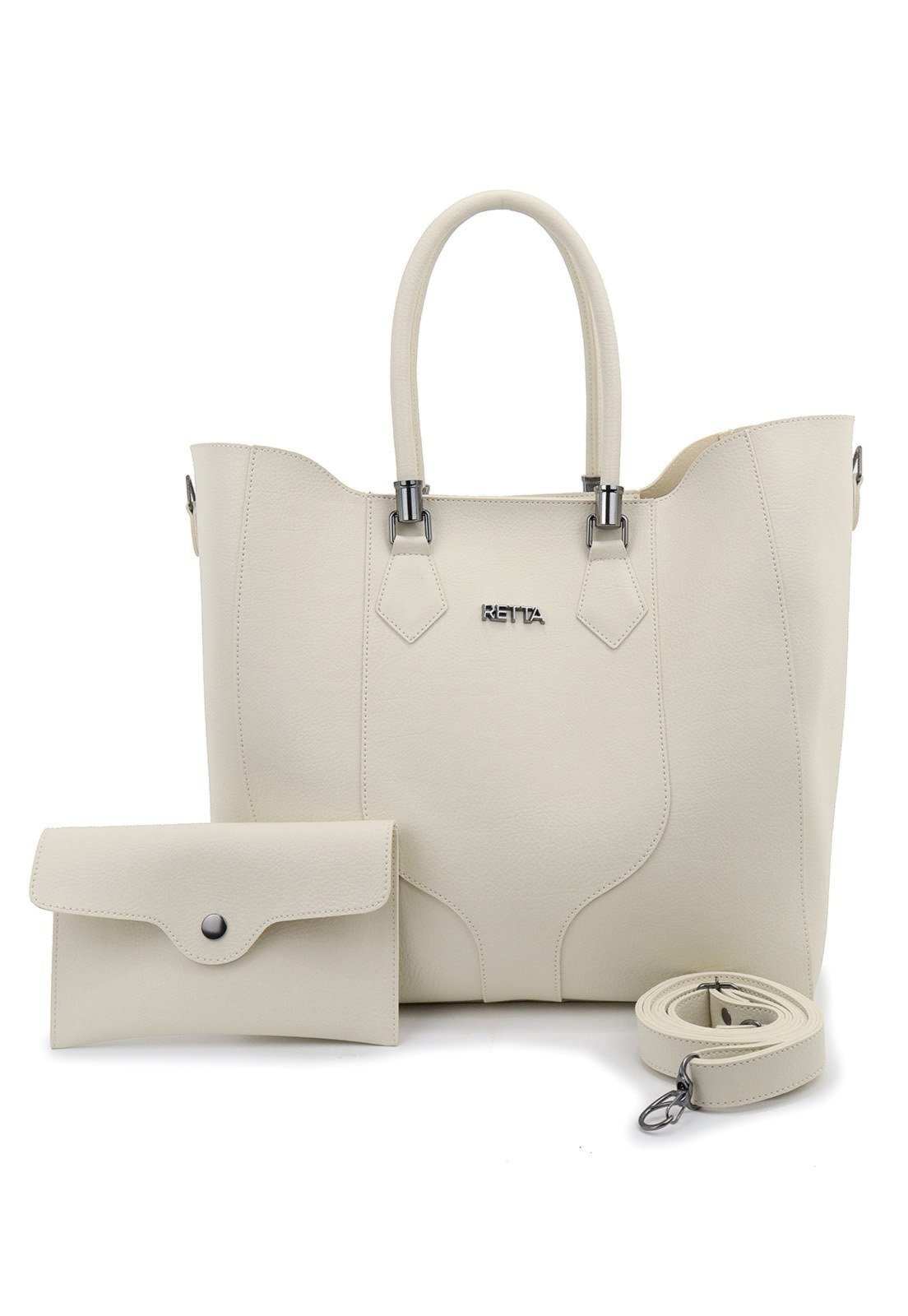 Imagem principal Bolsa Feminina Luxo com Carteira e Alças Duplas Espaçosa Retta Oficial off-white