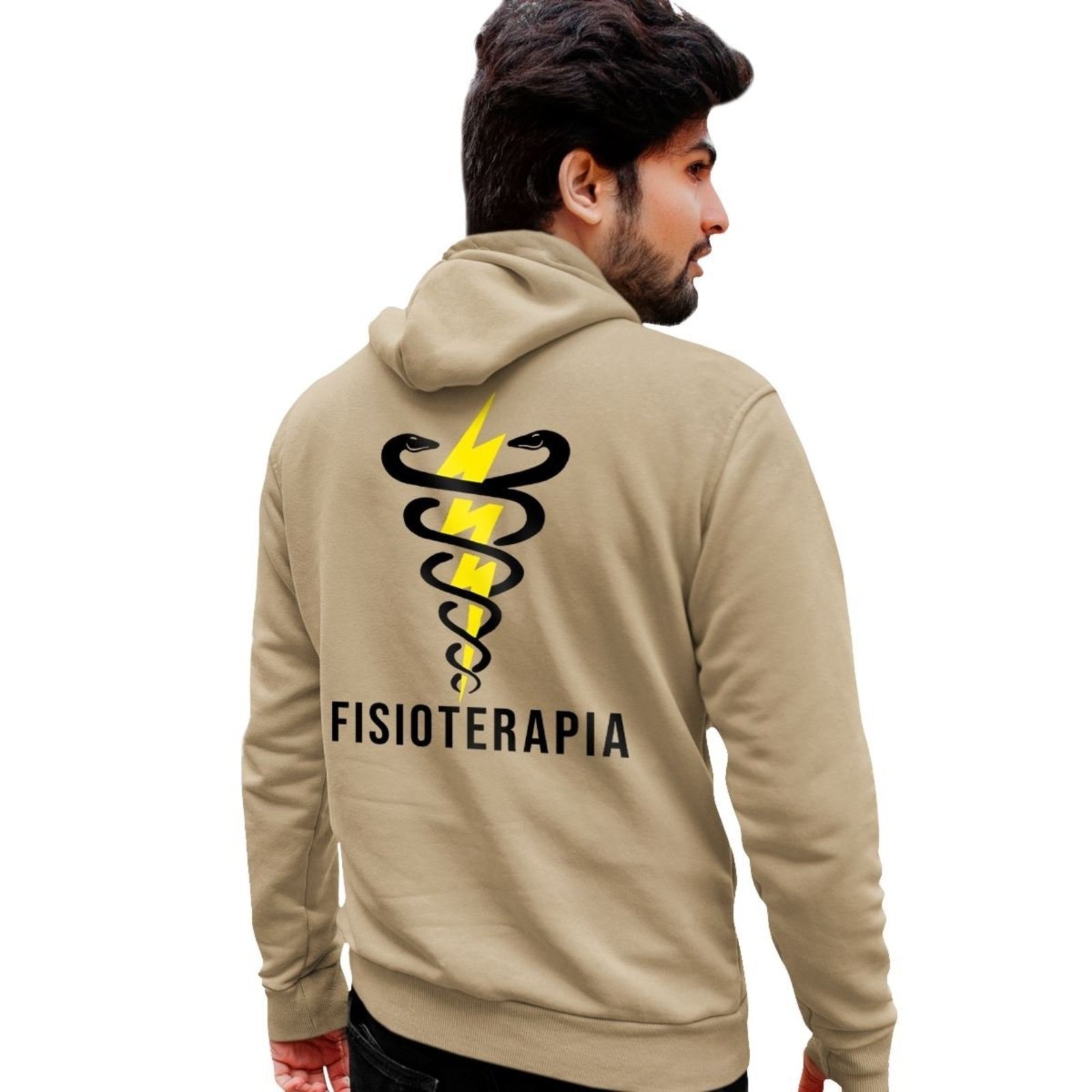 Imagem principal Blusa Moletom Masculino Estampado Fisioterapia Costas em Algodão Fio 30.1 Penteado - Caqui Genuine bege caqui