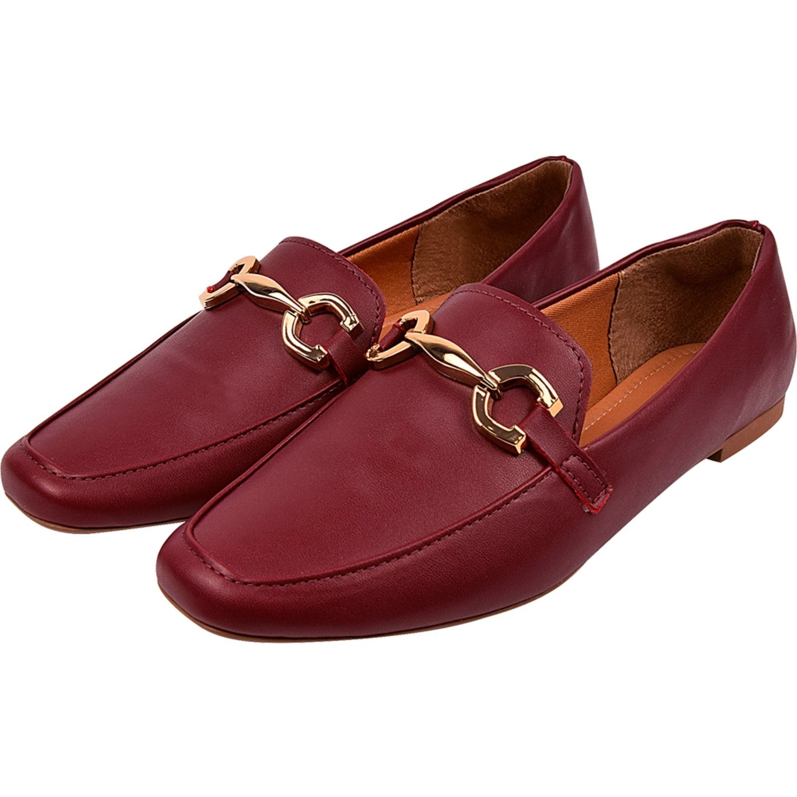 Imagem principal Sapato Feminino Mocassim CM Calçados Confort Bico Quadrado Santorine Marsala Monte Shoes vinho