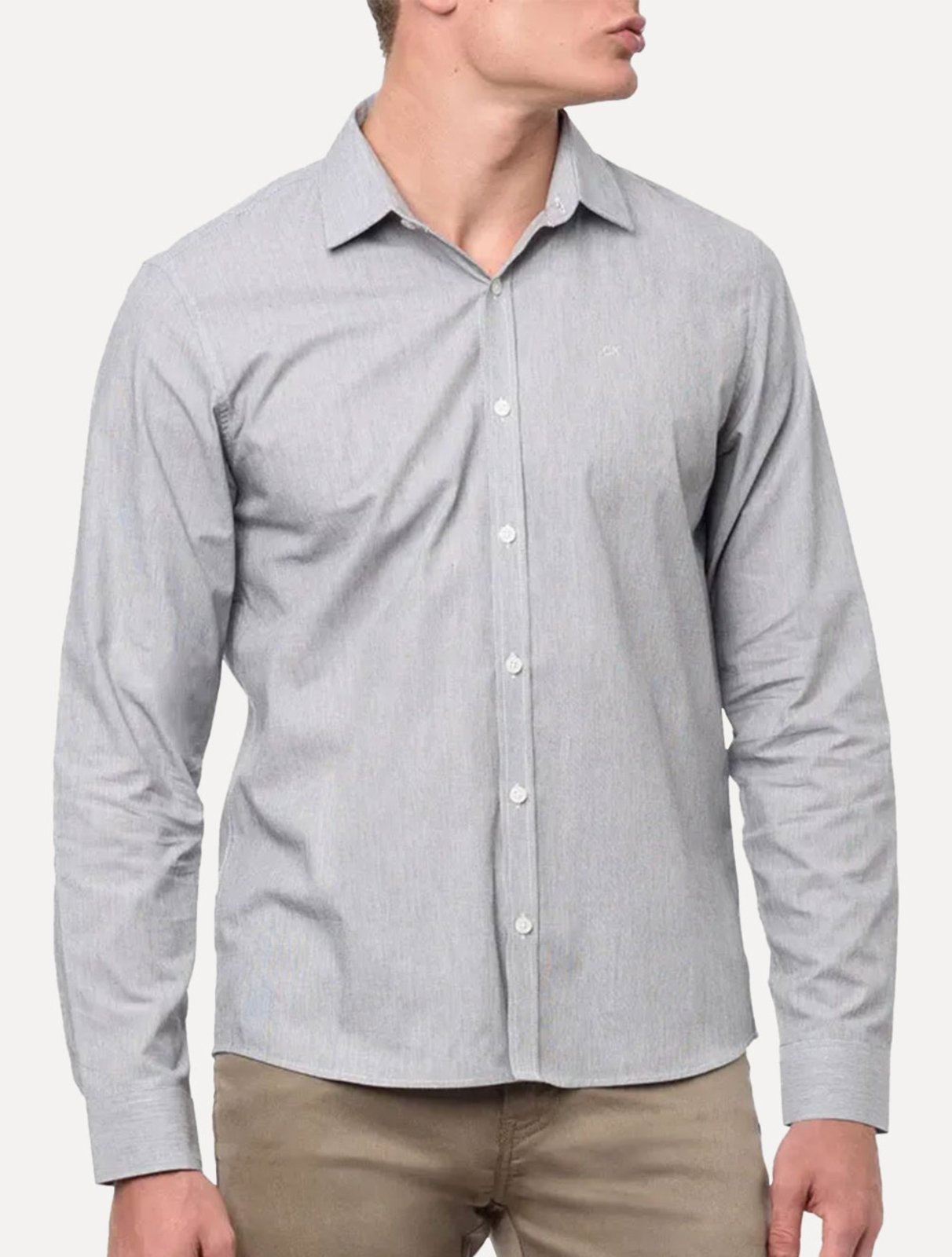 Imagem principal Camisa Calvin Klein Masculina Regular Fit Micro Stripes Preta Calvin Klein preto