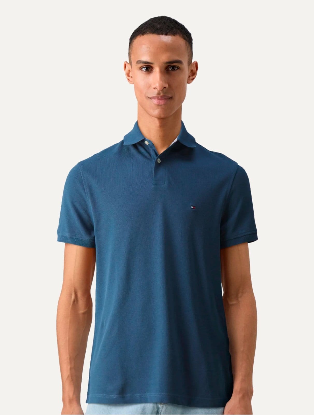 Polo Tommy Hilfiger Masculina Regular Piquet 1985 Aegean Sea Azul