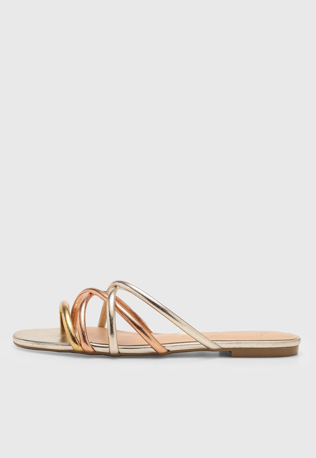 Imagem principal Rasteira Feminina Luiza Barcelos Tiras Metalizadas Dourada Luiza Barcelos dourado