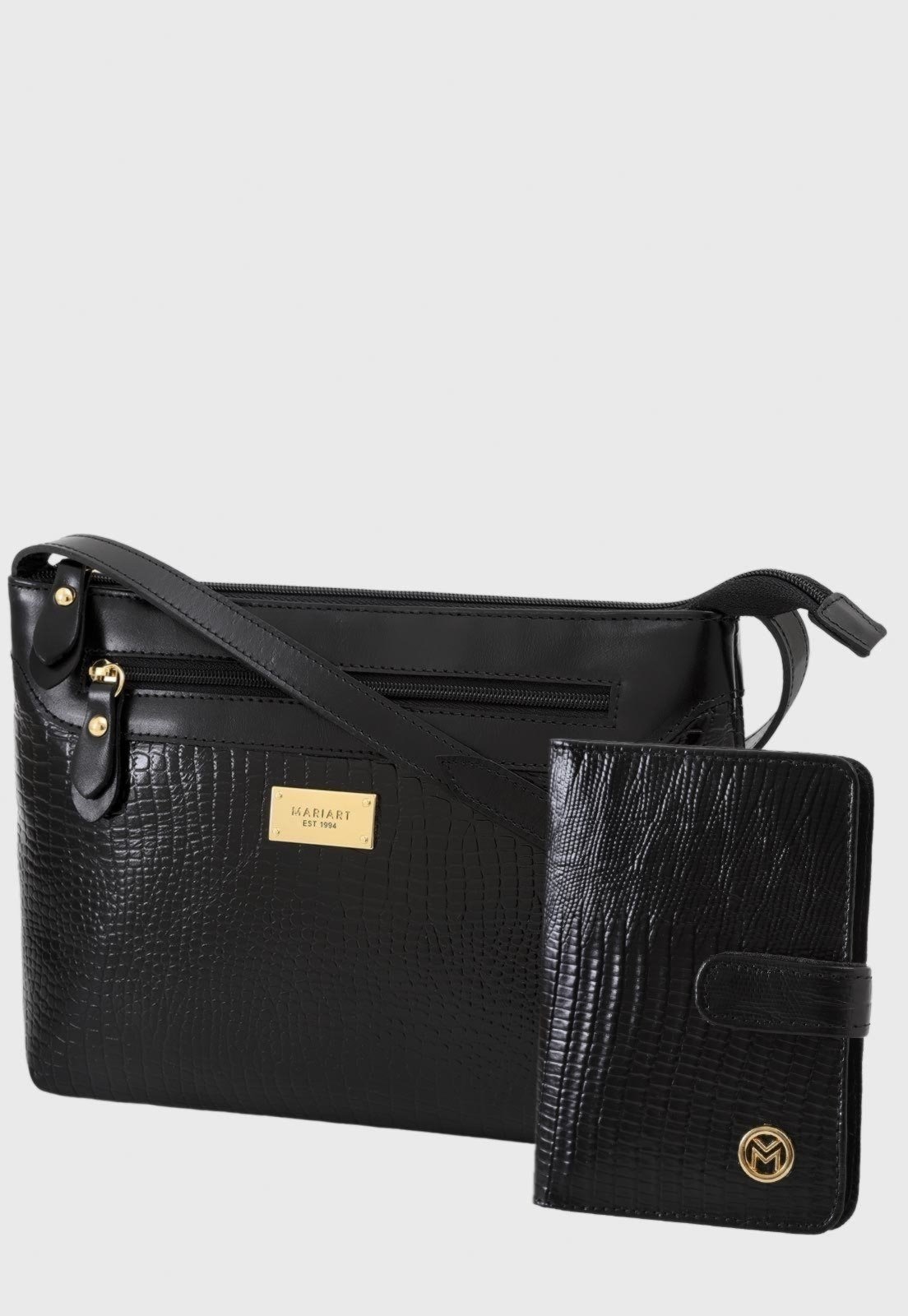 Imagem principal Kit Bolsa e Carteira Couro Mariart 2193MRT + 237MRT Preta Mariart preto