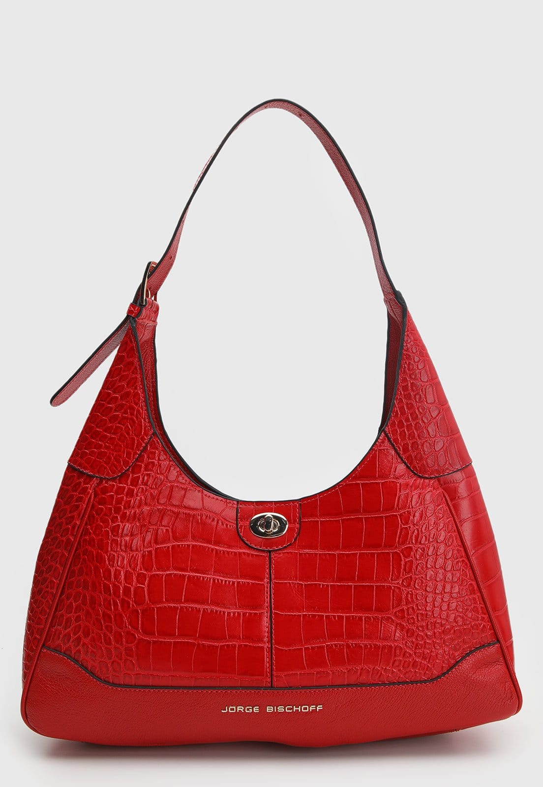 Bolsa Grande Feminina Jorge Bischoff Croco Vermelha