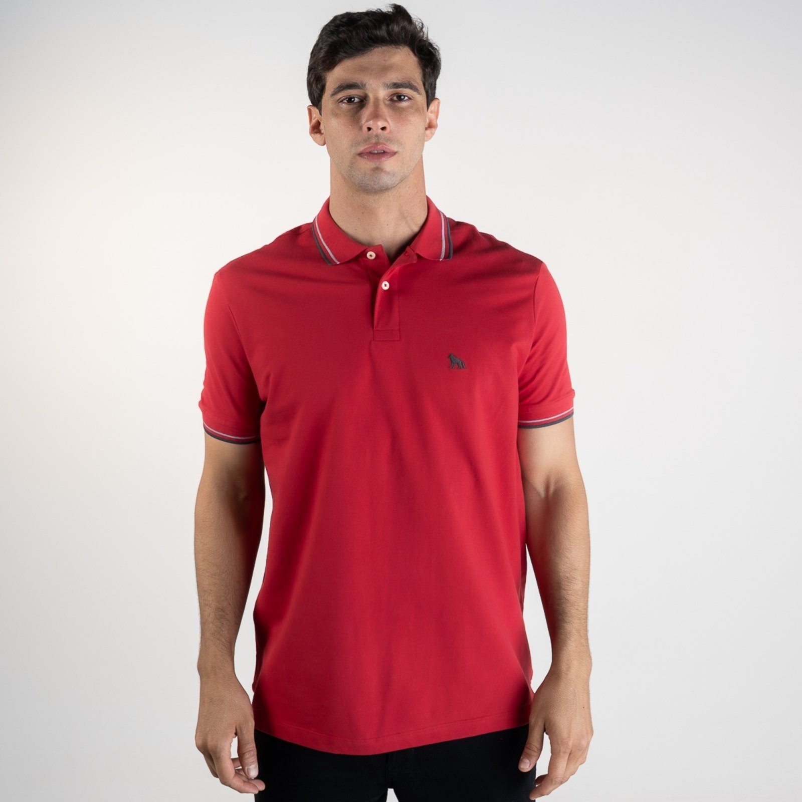 Imagem principal Camisa Polo Acostamento Frisos Vermelha Acostamento vermelho