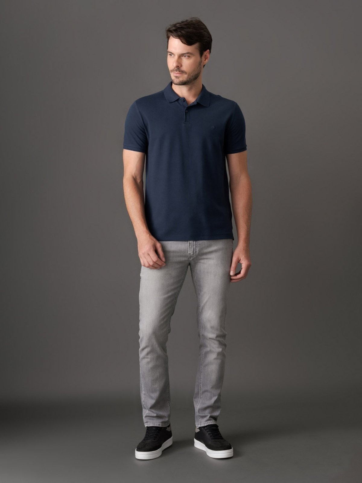 Imagem principal Camisa Polo Masculina Básica Sem Friso Calvin Klein CKS Premium Label azul marinho