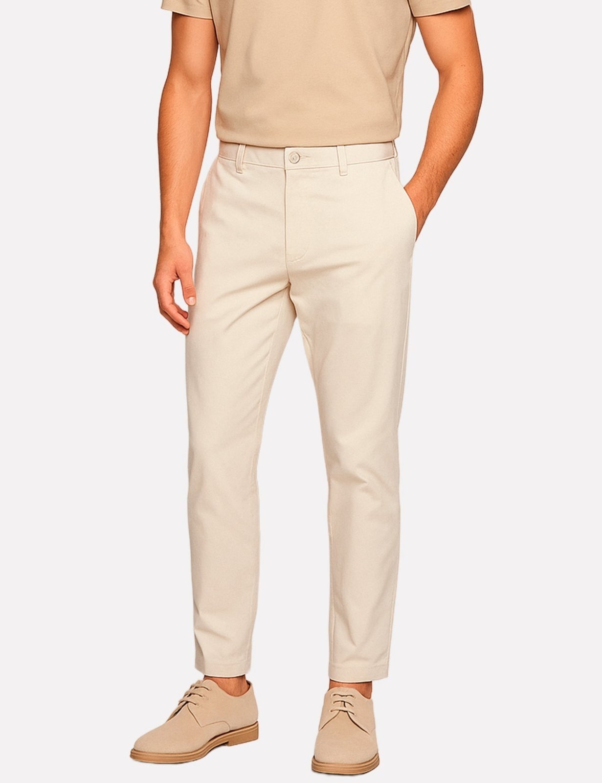 Imagem principal Calça Hugo Boss Masculina Slim Fit Sarja H-Kaiton1 Creme Hugo Boss bege