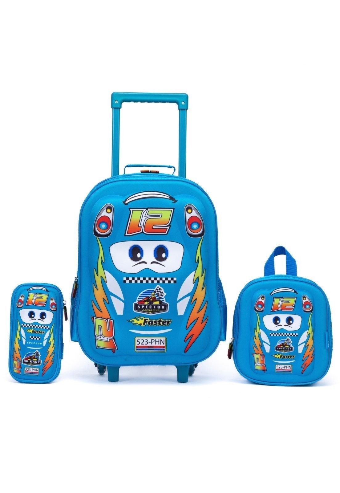 Imagem principal Infantil - Kit Mochila Bolsa Escolar Carrinho Masculina Reforçada Spector azul