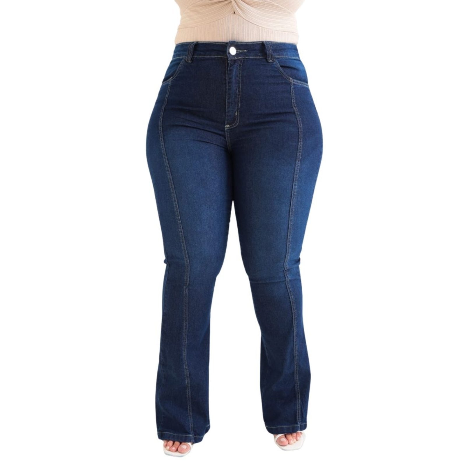 Imagem principal Calça Feminina Flare Jeans com Nervura Frontal Jeans Loka azul