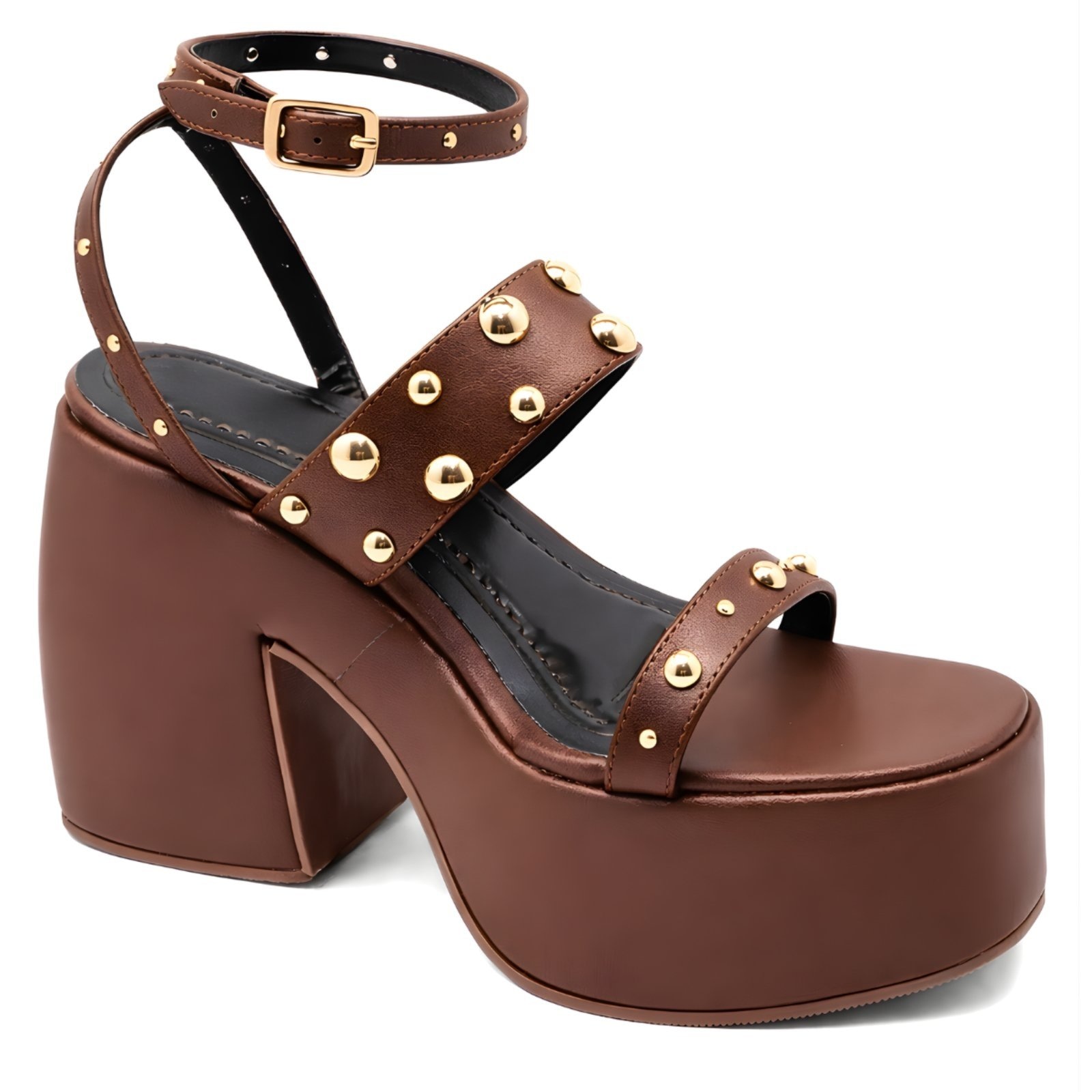 Imagem principal Sandalia Feminina Anabela Alta Meia Pata 183180 Cacau Hannah Footwear marrom