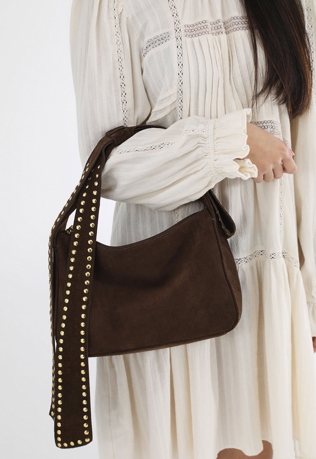 Imagem principal Bolsa Tiracolo Luiza Barcelos Alça com Tachas Luiza Barcelos marrom