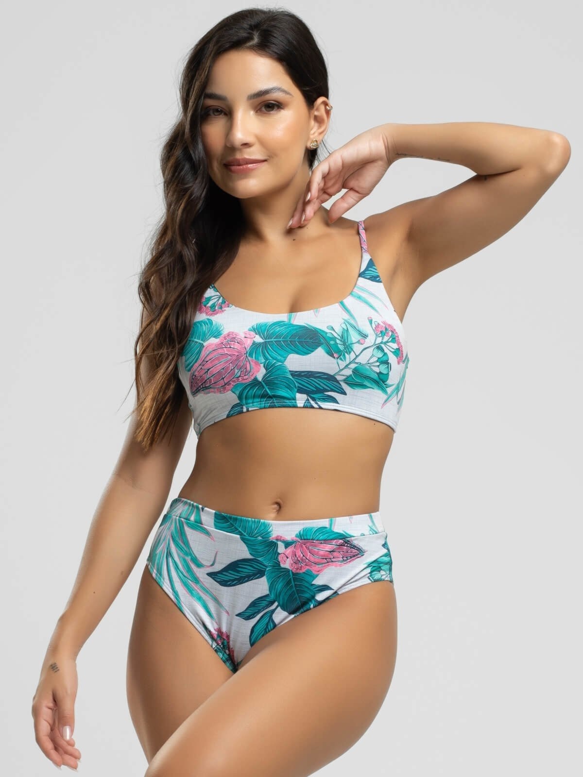 Imagem principal Biquini Faixa Calcinha Hot Pants Proteção Uv 50+ Vicbela Verde Vicbela estampado/multicolorido/verde verde