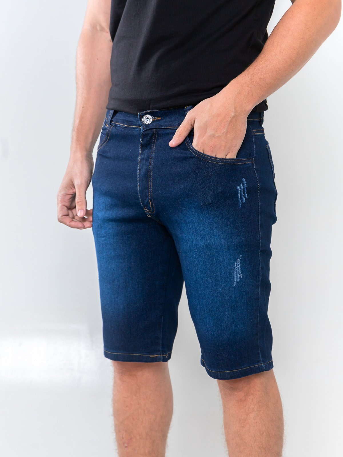 Imagem principal Bermuda Puidos Masculina Escura Kovali Basica e Confortavel KOVALI FASHION STORE azul/jeans
