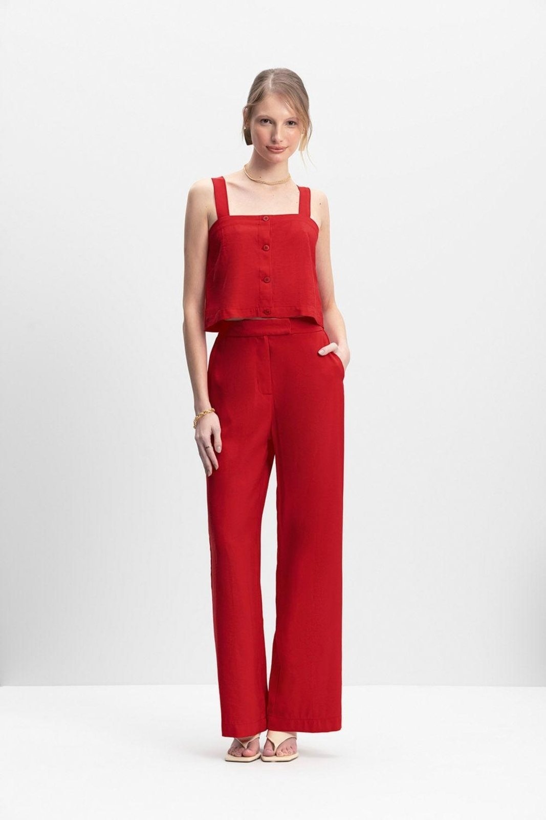 Imagem principal Calça Feminina Em Alfaiataria Essendi Médio Essendi vermelho