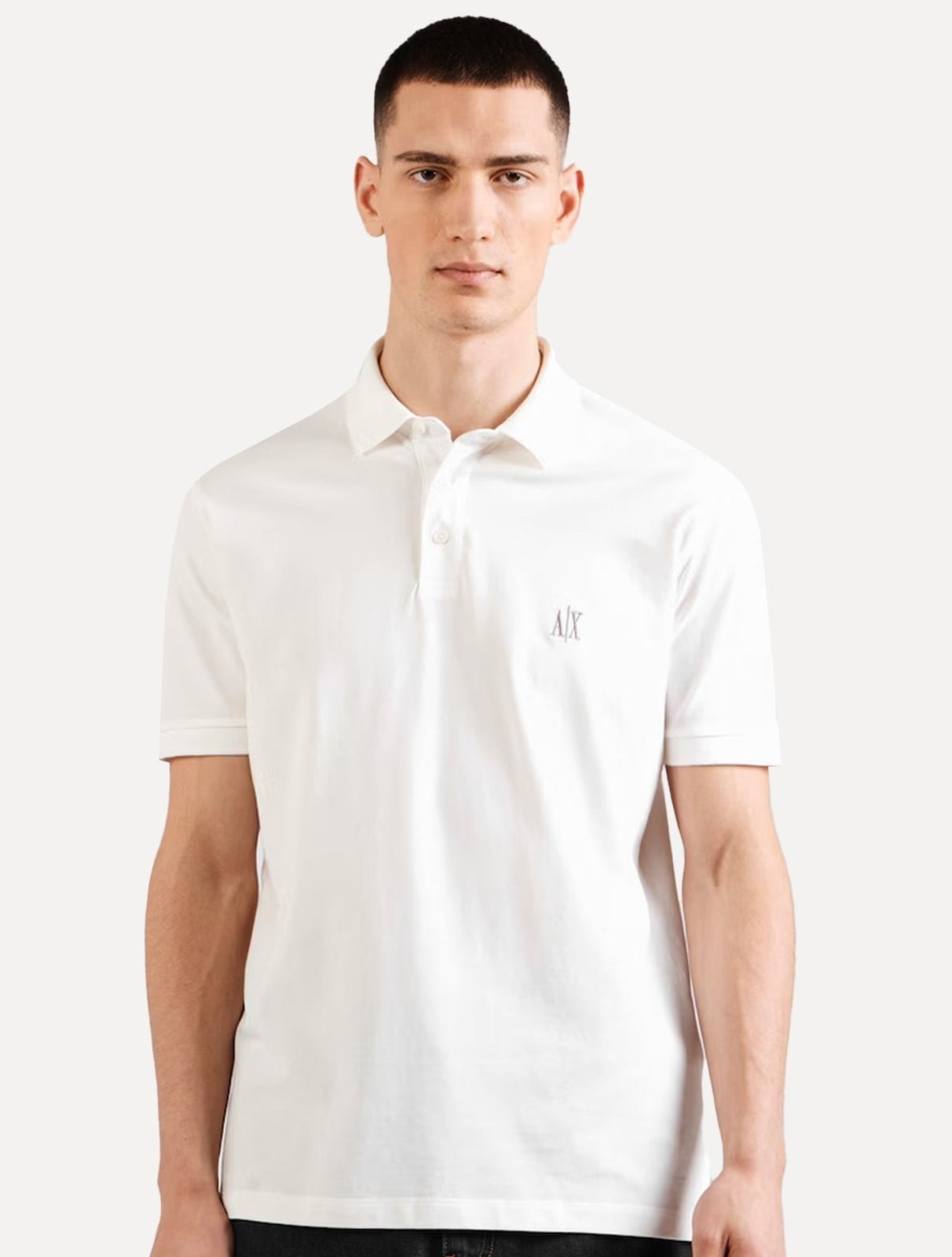 Imagem principal Polo Armani Exchange Masculina Regular Fit Logo Icon AX Off White Armani Exchange off-white white