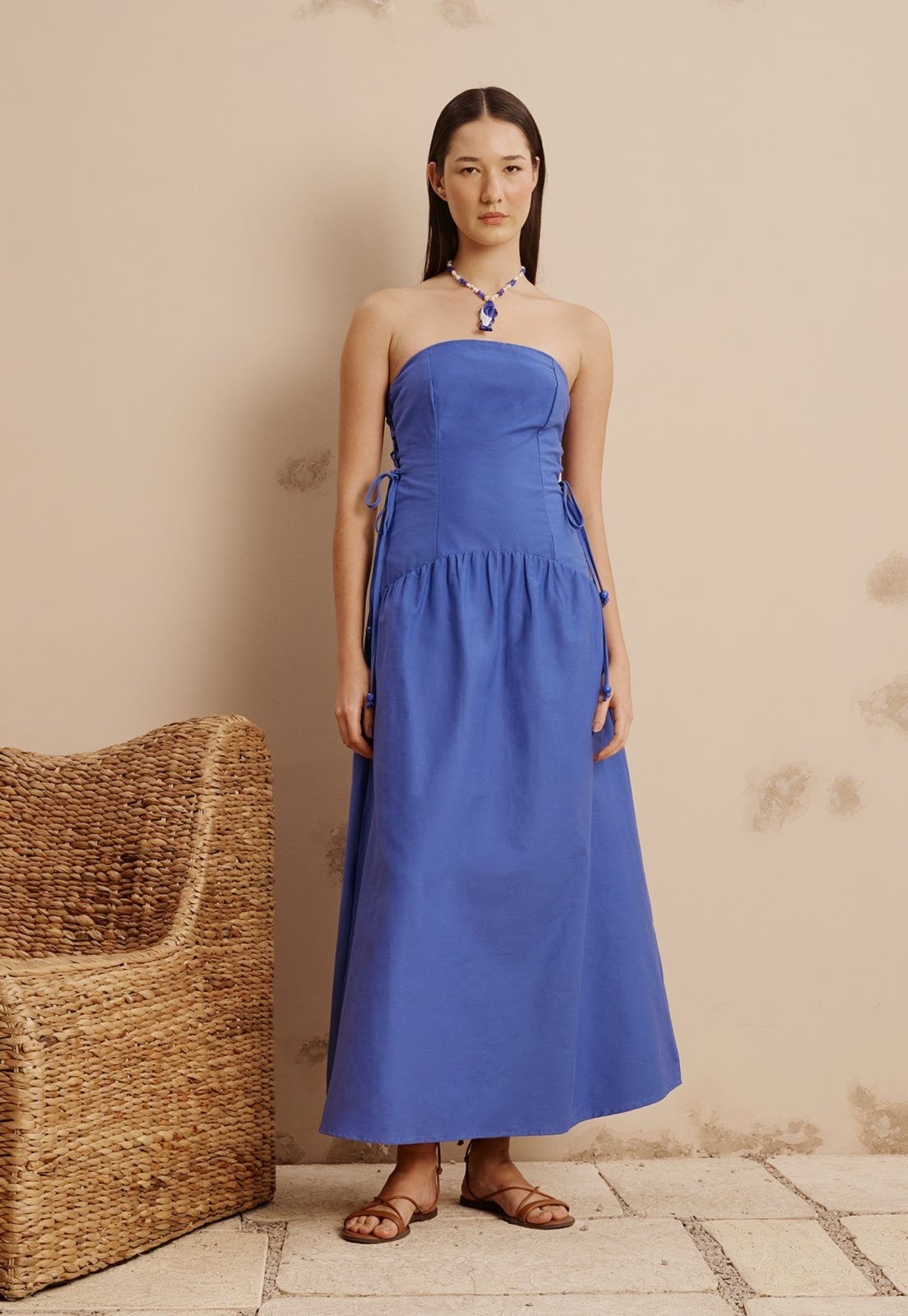 Imagem principal Vestido Drop Waist Amarração Lateral CaCay azul