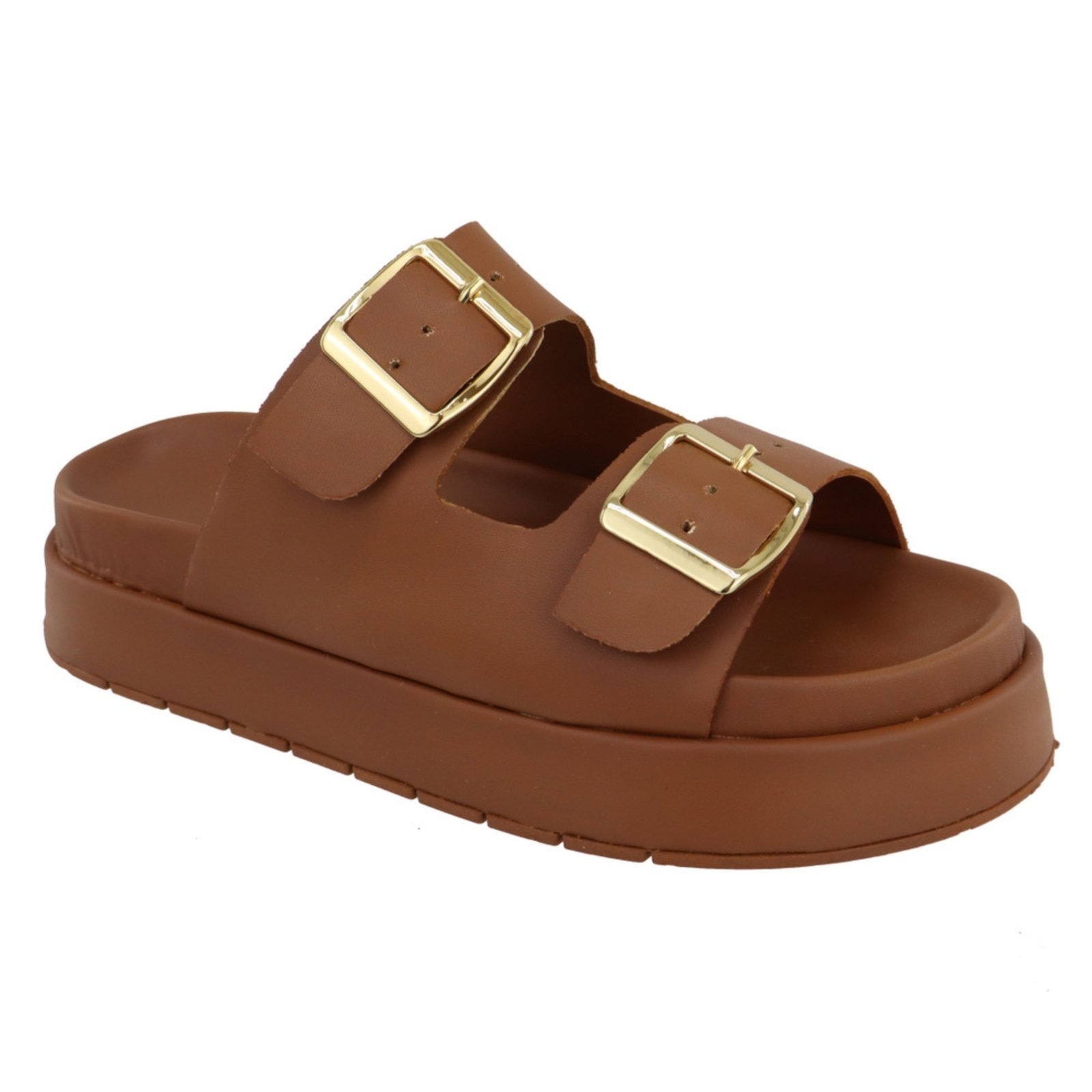 Imagem principal Sandalia Papete Rasteira Feminina Sola Alta TELLINI STORE caramelo