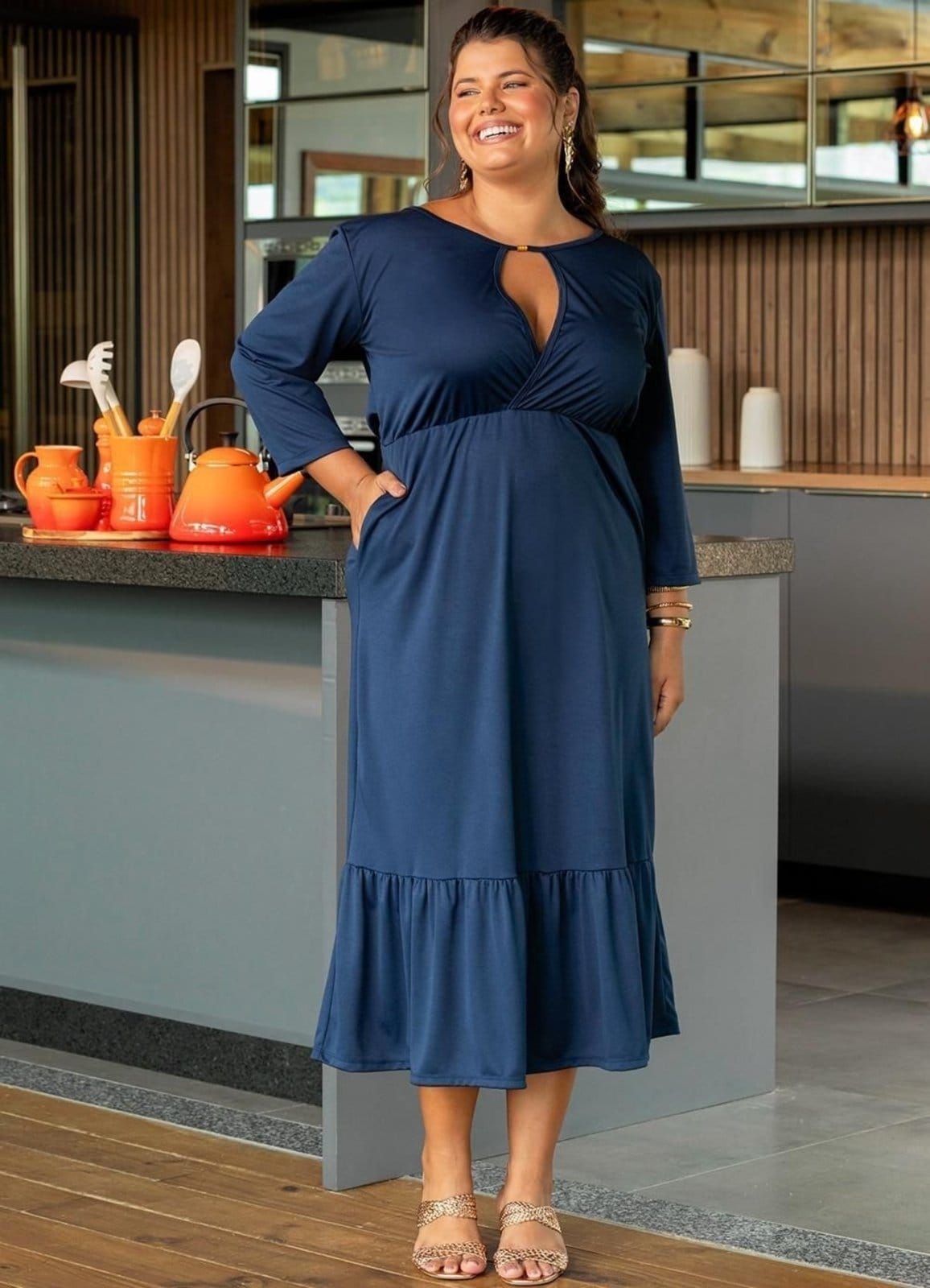 Vestido Em Malha Marinho