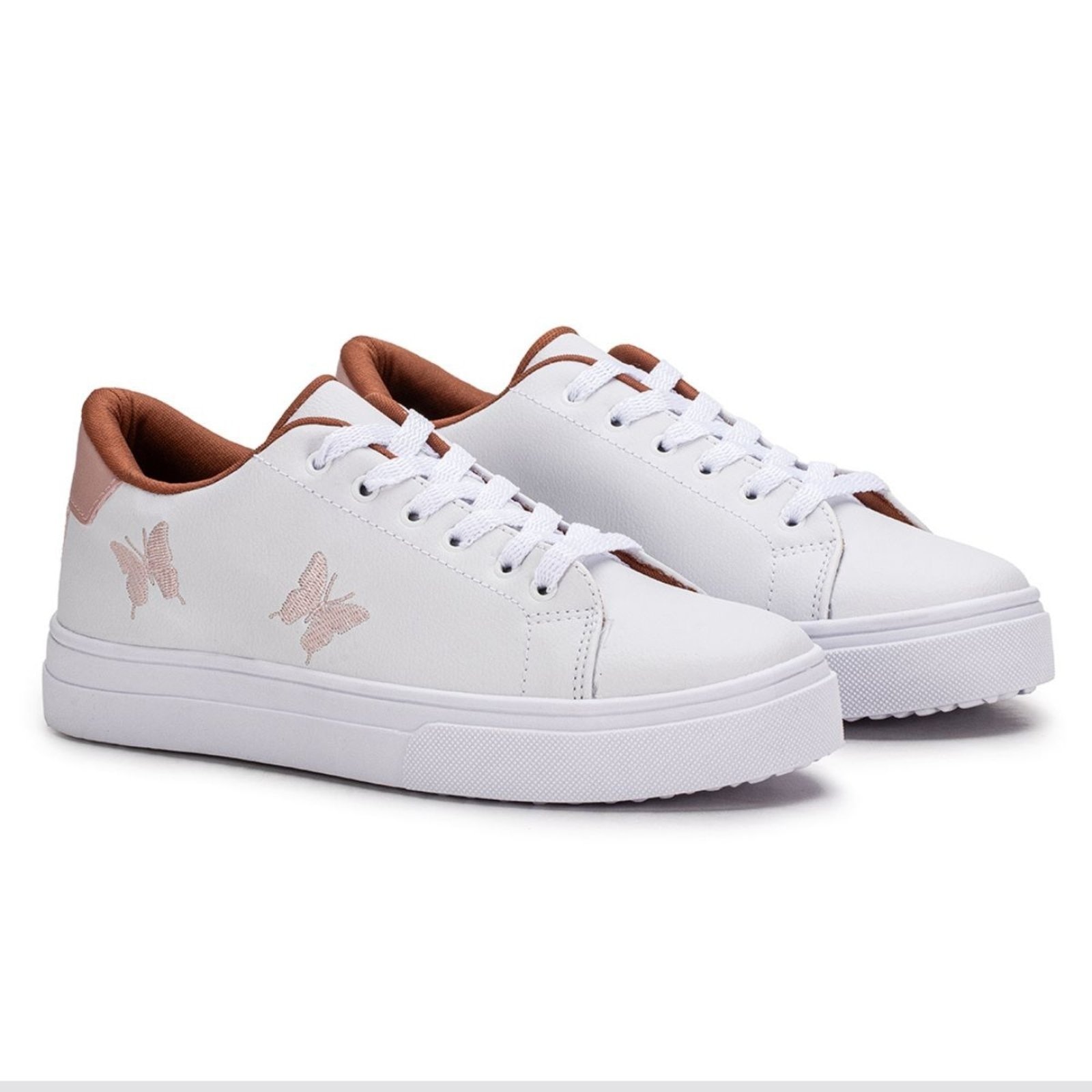 Imagem principal Tenis Feminino Casual Rosa Borboleta Confortável Estilo Shoes branco/nude rosa
