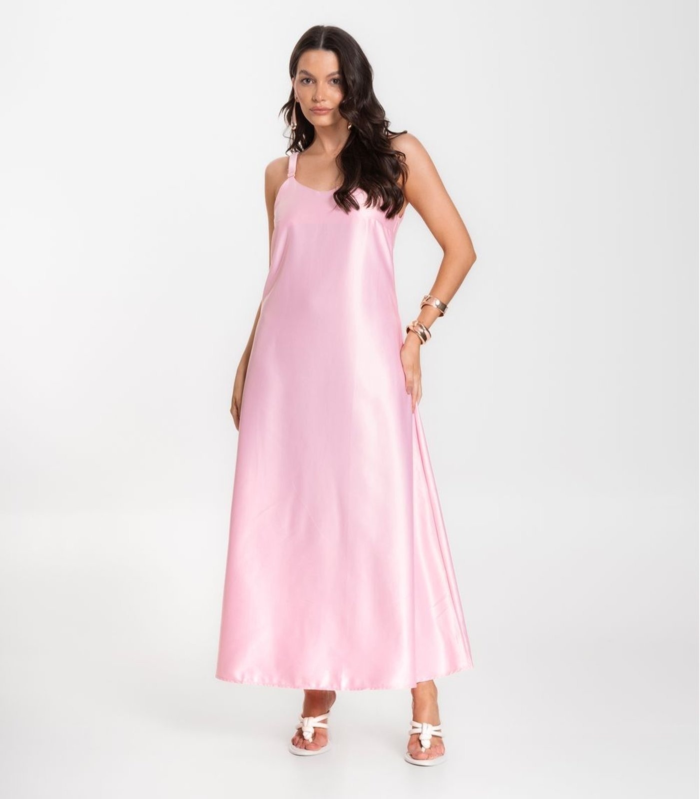 Imagem principal Vestido Longo Feminino De Cetim E Alcinha Select Select rosa