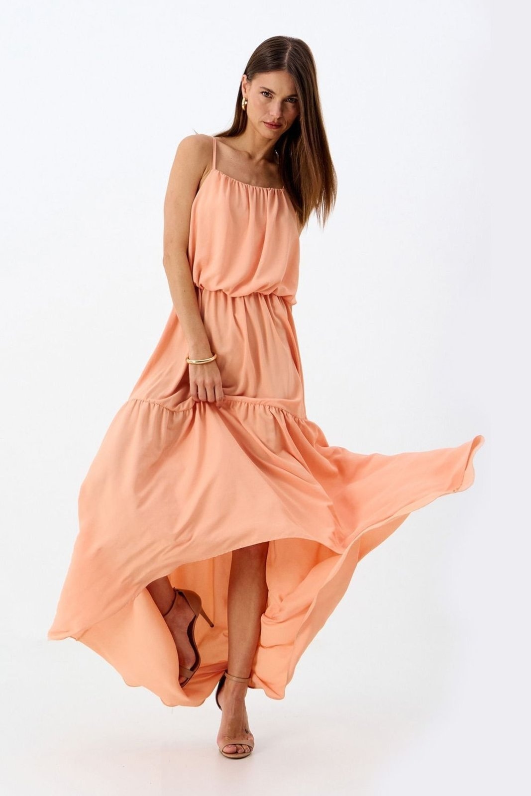 Imagem principal Vestido Longo Busto Balonê Franzido ACT FEMININO coral