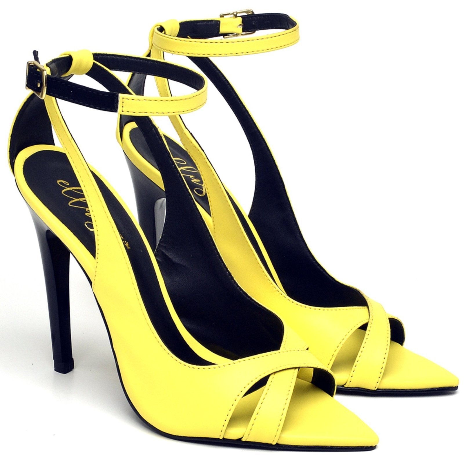 Imagem principal Sandália Salto Alto Napa Preto Ella's ZAFREM amarelo