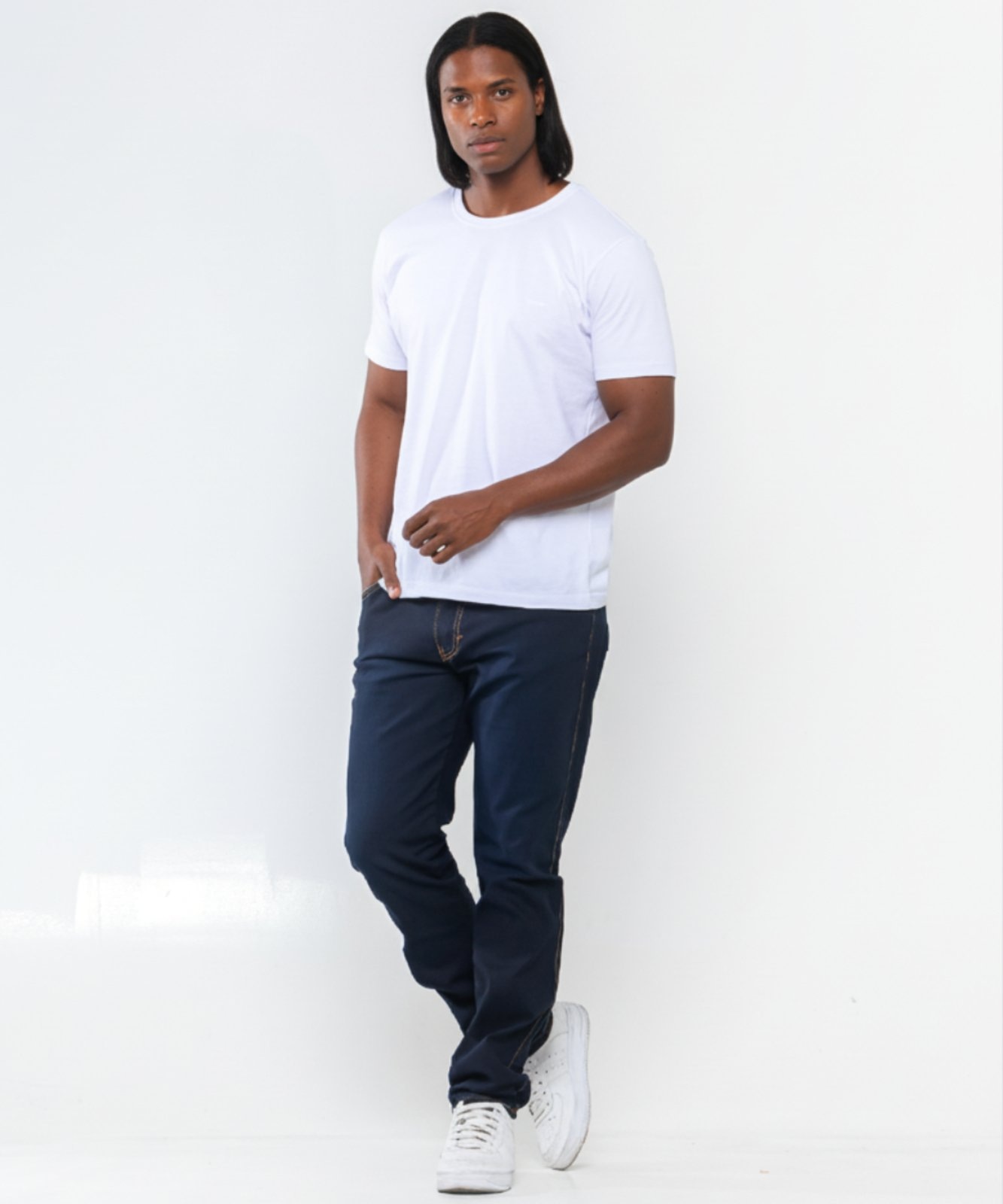 Imagem principal Calça Jeans Masculina Alpha Street Wear Slim Escuro Conforto e Estilo para o Dia a Dia Alpha Street Wear azul/jeans azul