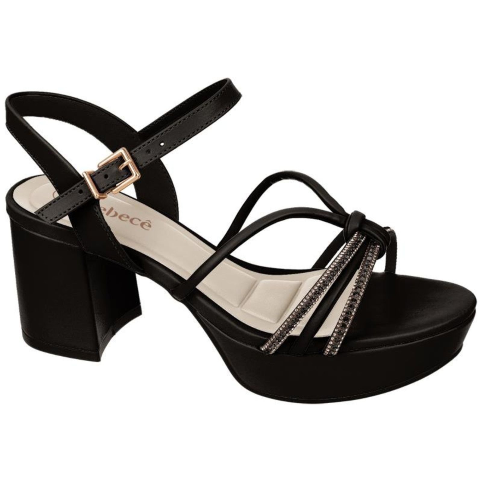 Imagem principal Sandália Feminina Plataforma Meia Pata Preta Brilho cê BEBECÊ preto