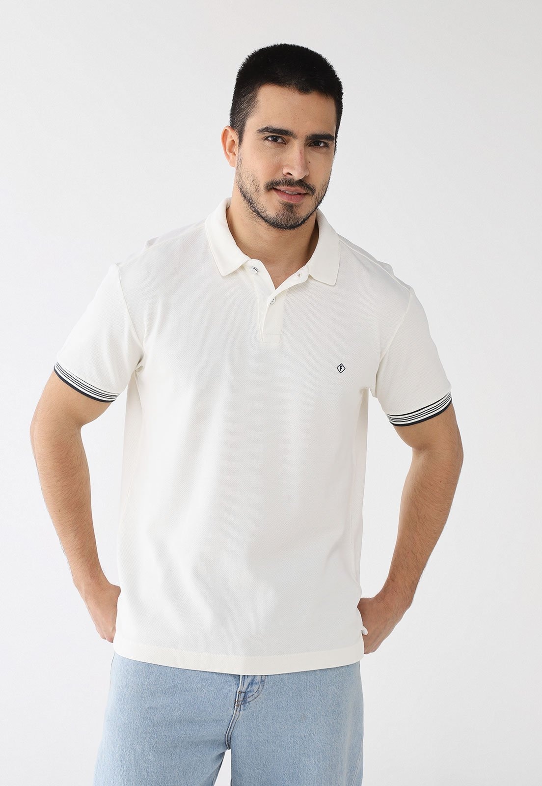 Imagem principal Polo Masculina Forum Listras na Manga Off-White Forum off-white white