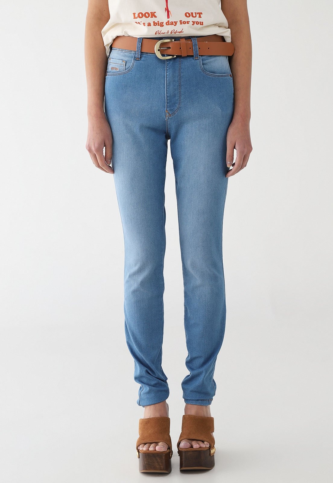 Imagem principal Calça Jeans Feminina Lez a Lez Cintura Alta Lavagem Clara Lez a Lez azul