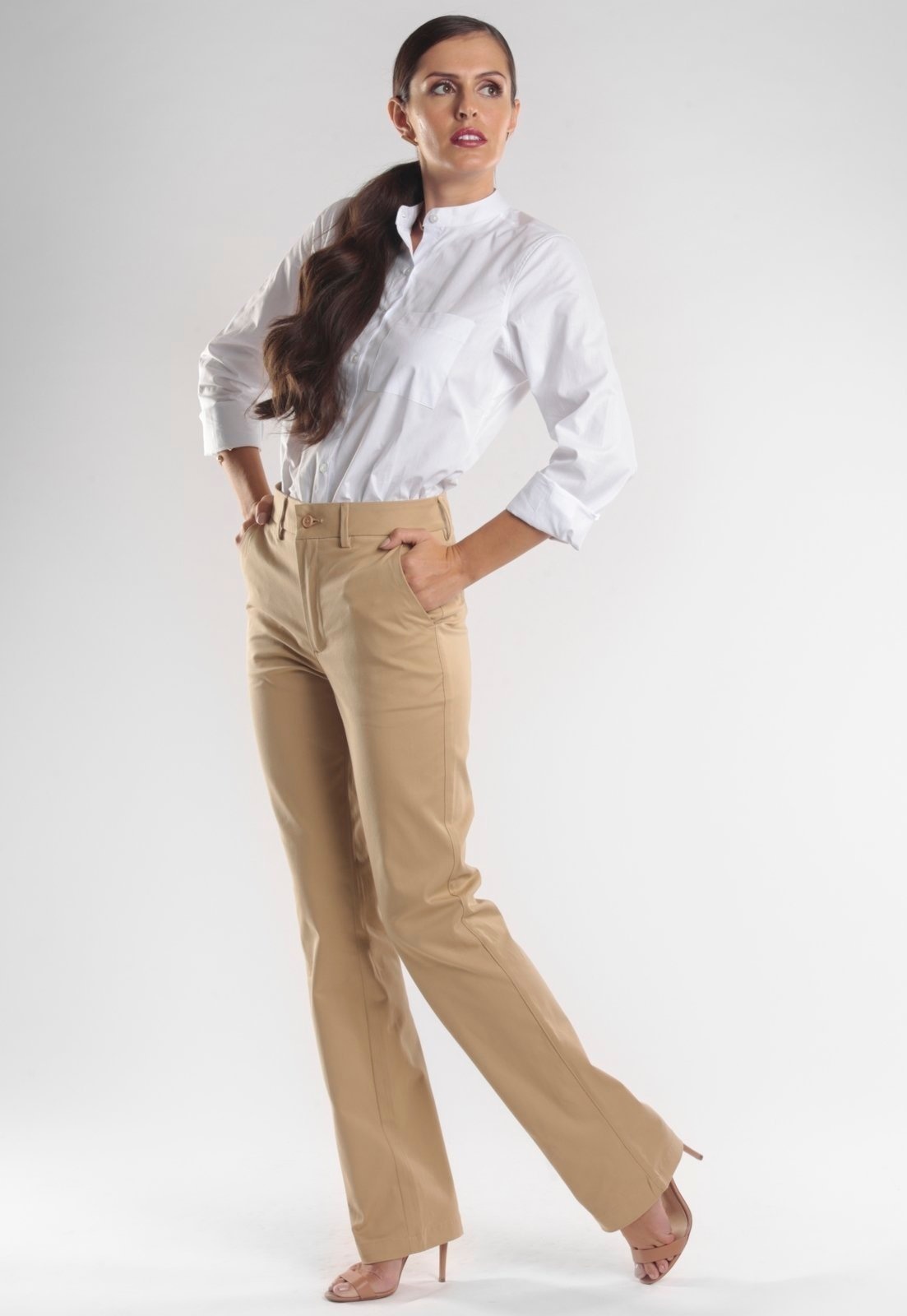 Imagem principal Calça Traymon Reta Algodão Egípcio Areia Traymon caramelo