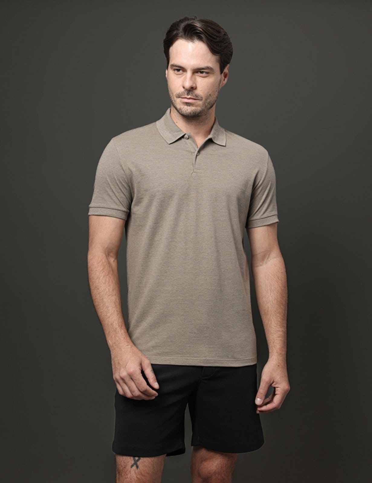 Polo Masculina Regular Piquet Calvin Klein - Caqui Medio