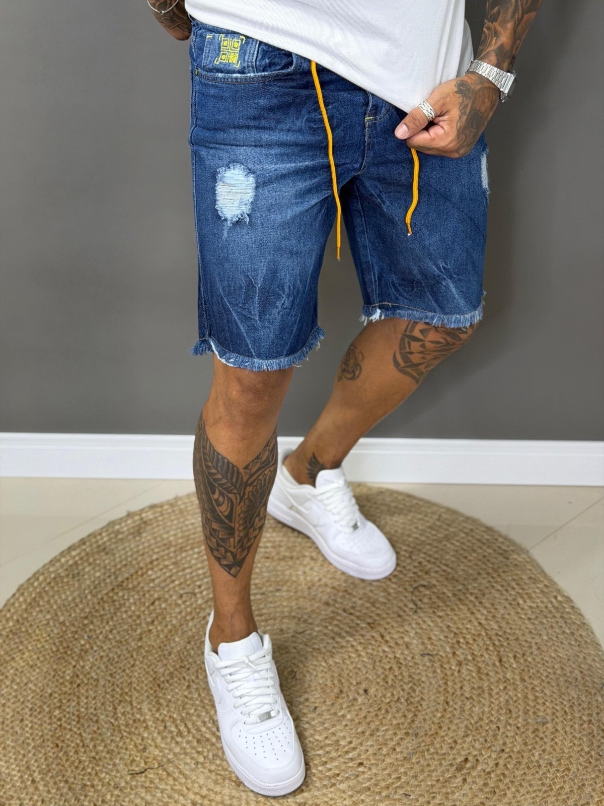 Imagem principal Bermuda Jeans Jogador Masculina Avec Básica Casual Avec azul/jeans azul