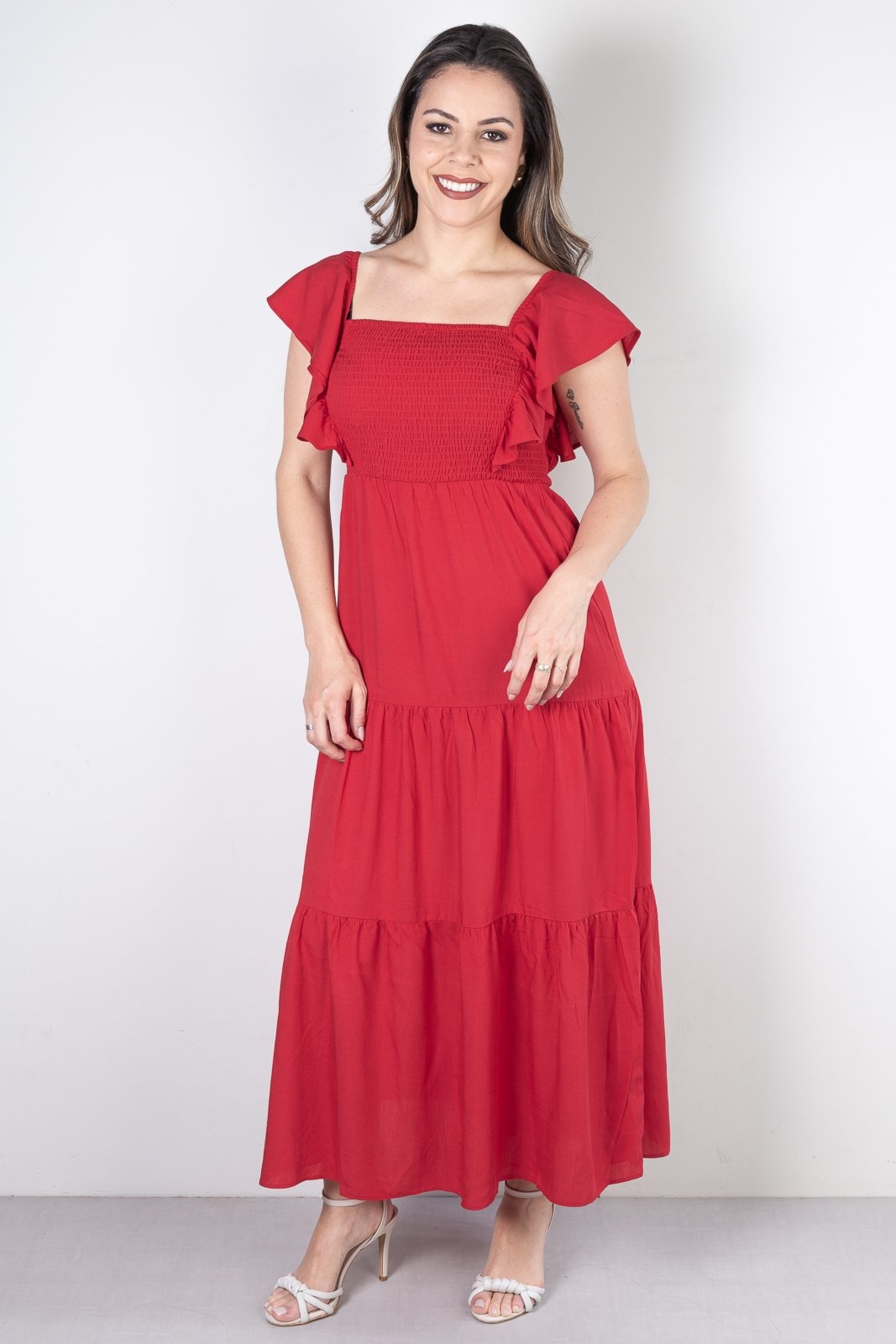 Imagem principal Vestido Enluaze Feminino Viscose Slub Lastex 51683 Enluaze vermelho