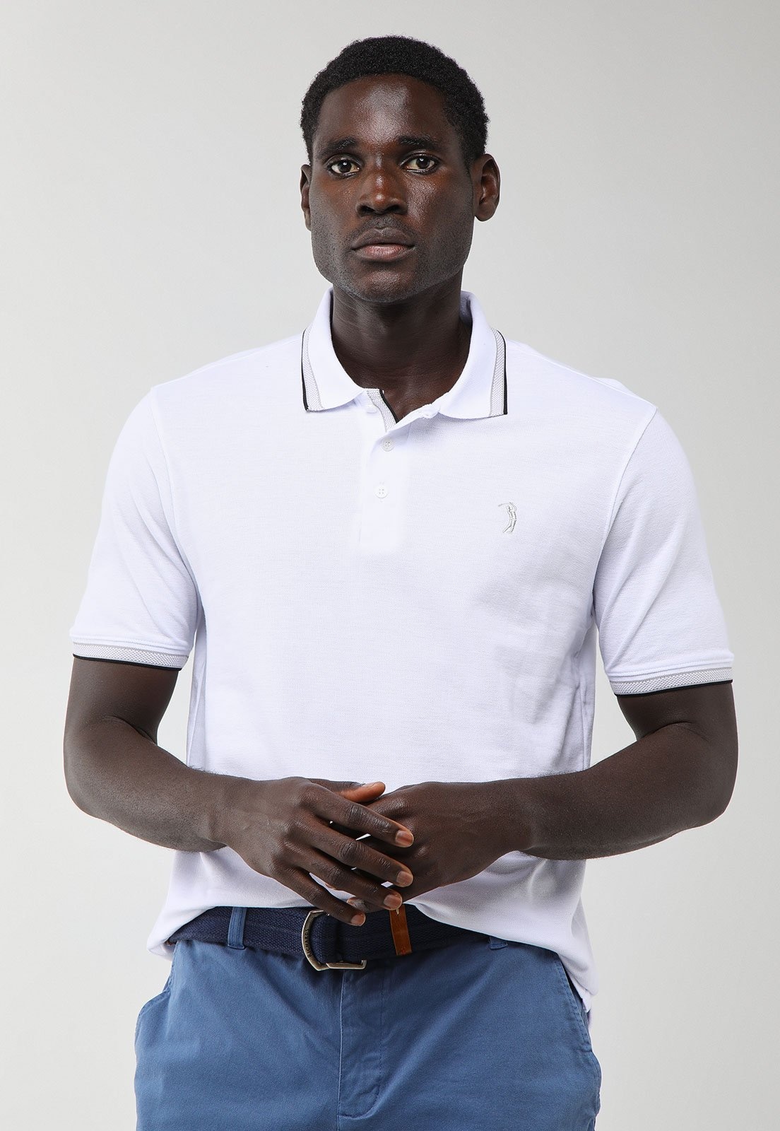 Imagem principal Polo Masculina Aleatory Detalhe Gola Aleatory branco