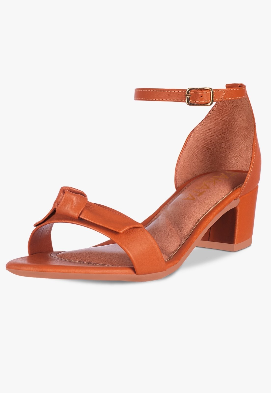 Imagem principal Sandália Feminina Salto Quadrado Grosso Bloco Baixo Laço Nó Sintético Confortável Sapato Moderna Festa TAKATA BY RAFAEL TAKATA caramelo