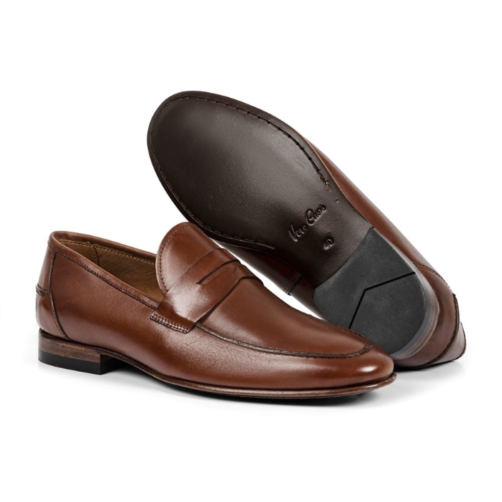 Sapato Social Masculino A. Andrade Em Couro Clássico Oxford Elegante Bico Redondo Alongado Whisky