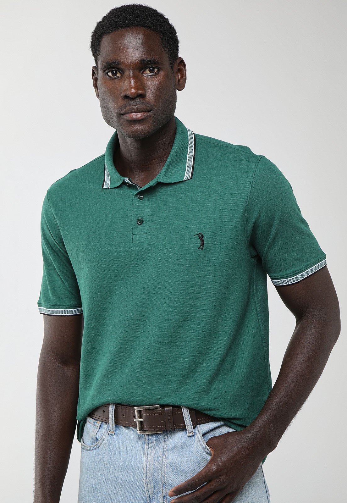 Imagem principal Polo Masculina Aleatory Gola Contraste Aleatory verde