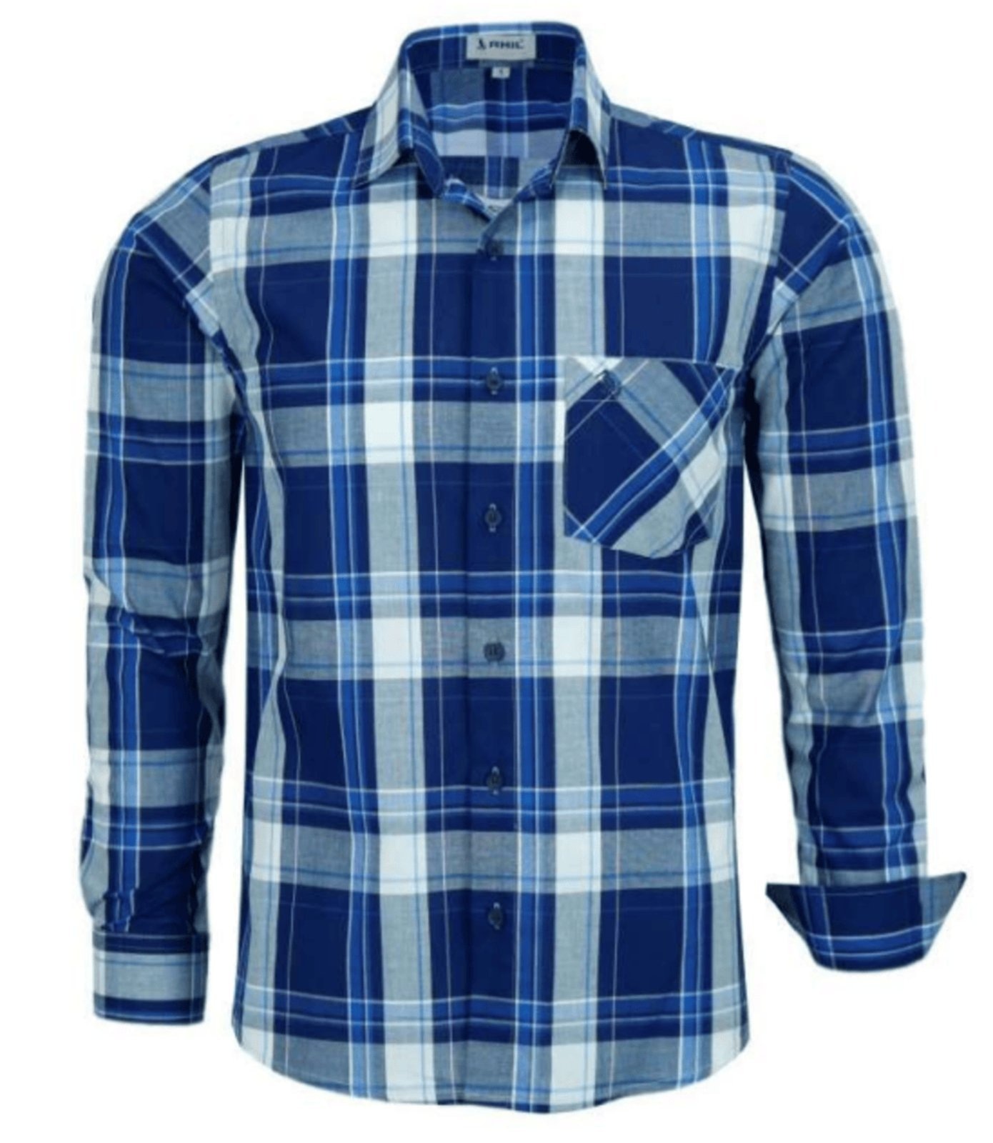 Imagem principal Camisa Social Amil Infor Comfort Xadrez Algodão Macia Fácil de Passar Luxo Cor04 Amil azul