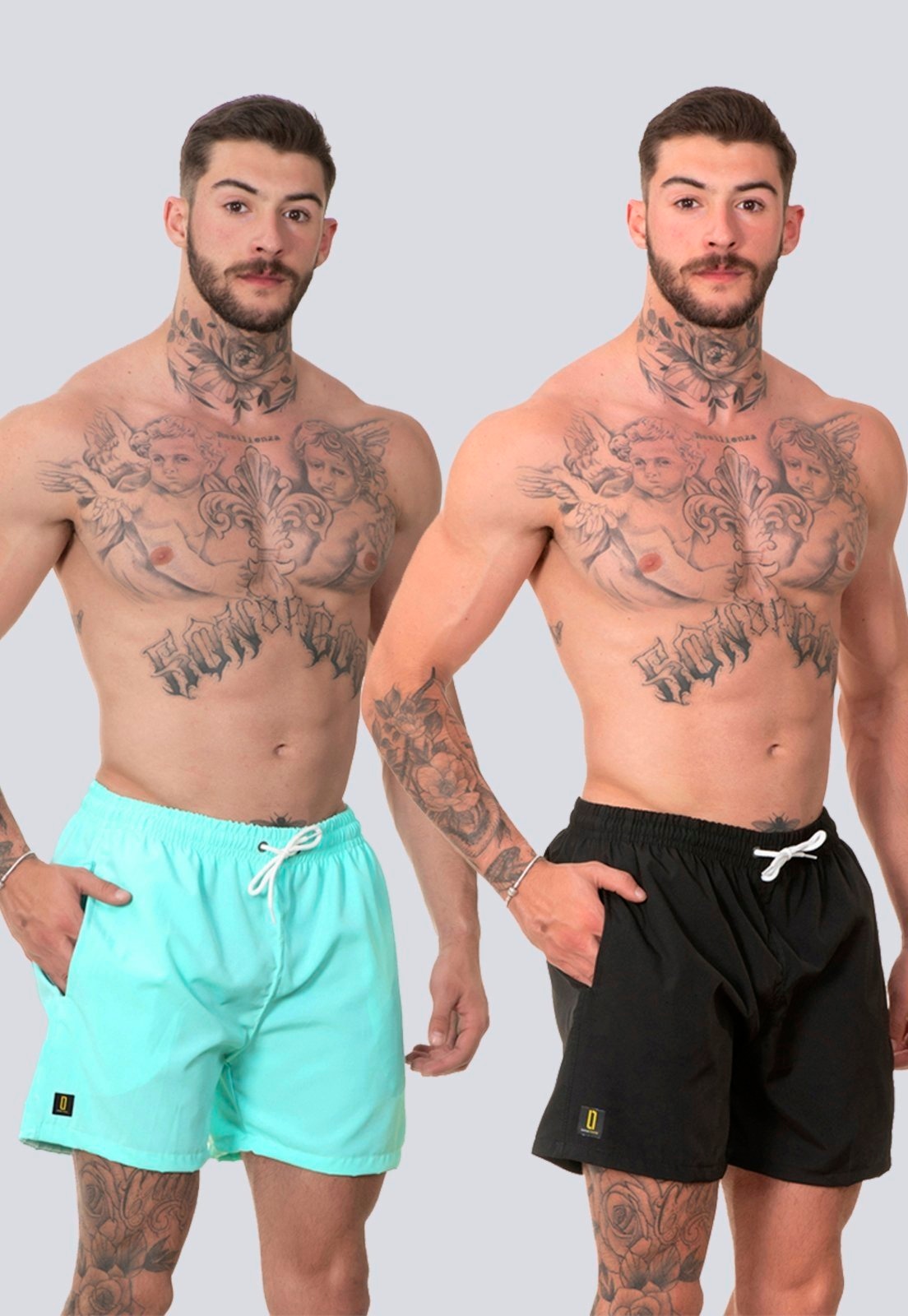 Imagem principal Kit 2 Short Masculino Liso Bermuda Praia Mauricinho Jr Rf110 Preto Lucas Lunny verde