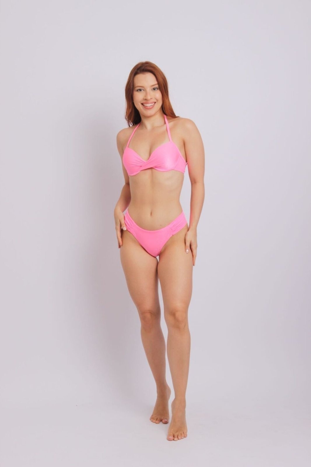 Imagem principal 2406 - Calcinha de Biquíni Com Lateral Média Franzida Duna Casual DunaCasual rosa